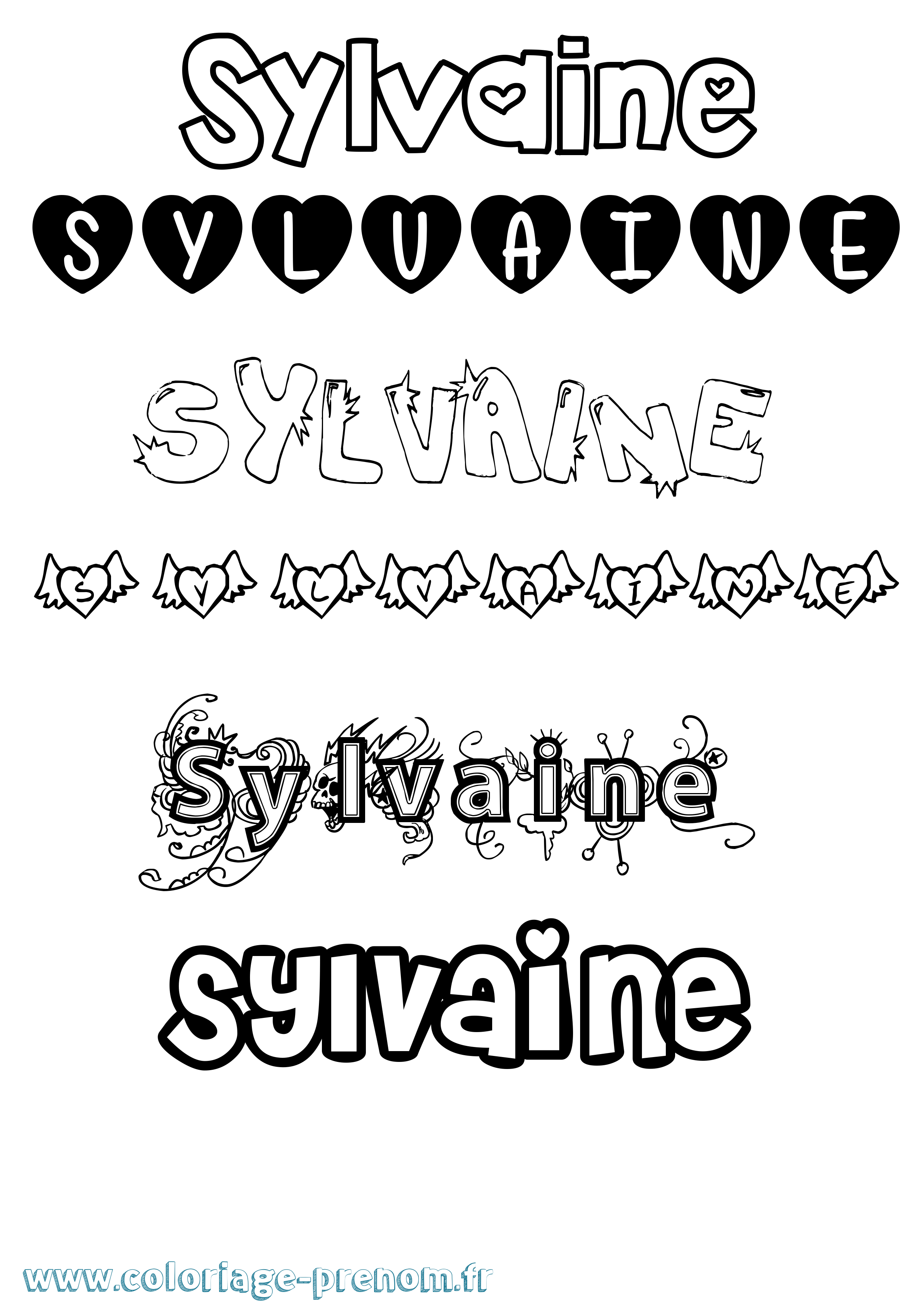 Coloriage Sylvaine Girly Coloriage prénom Sylvaine Girly
