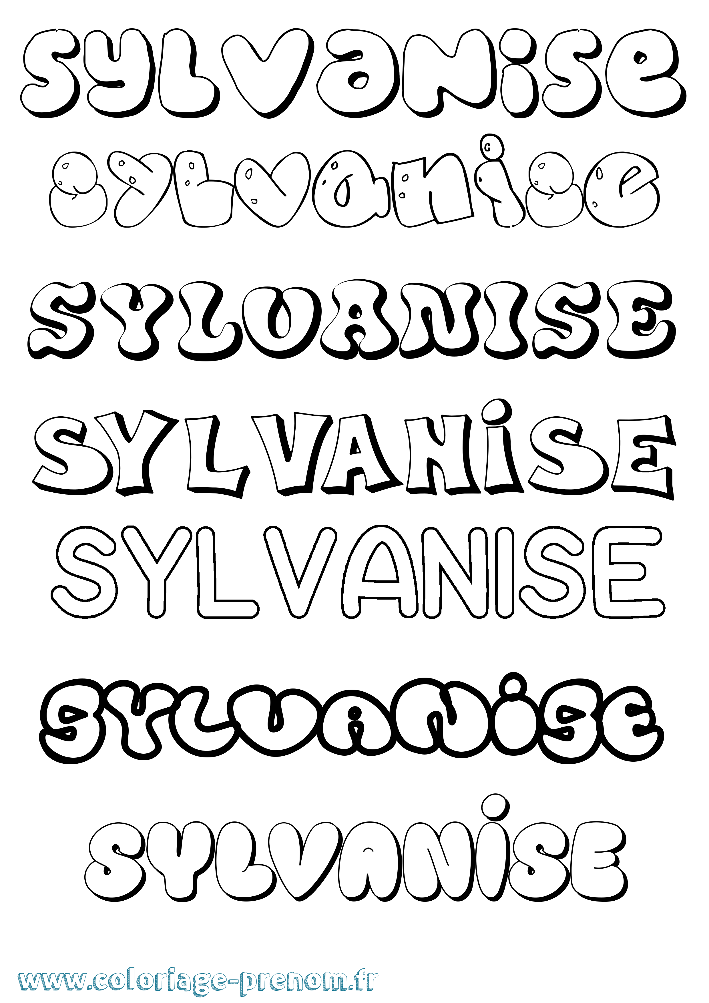 Coloriage Sylvanise Bubble Coloriage prénom Sylvanise Bubble