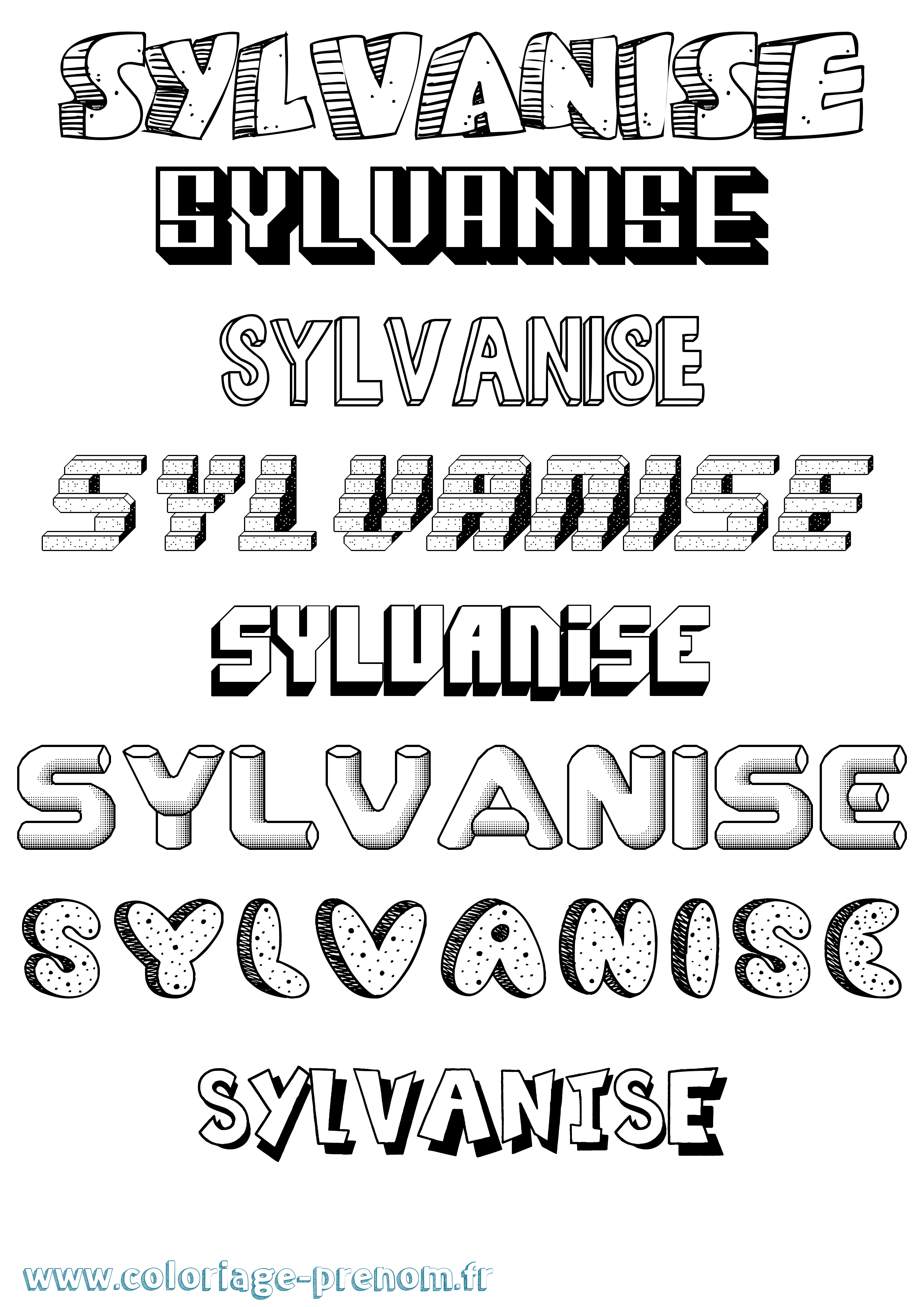 Coloriage Sylvanise Effet 3D Coloriage prénom Sylvanise Effet 3D