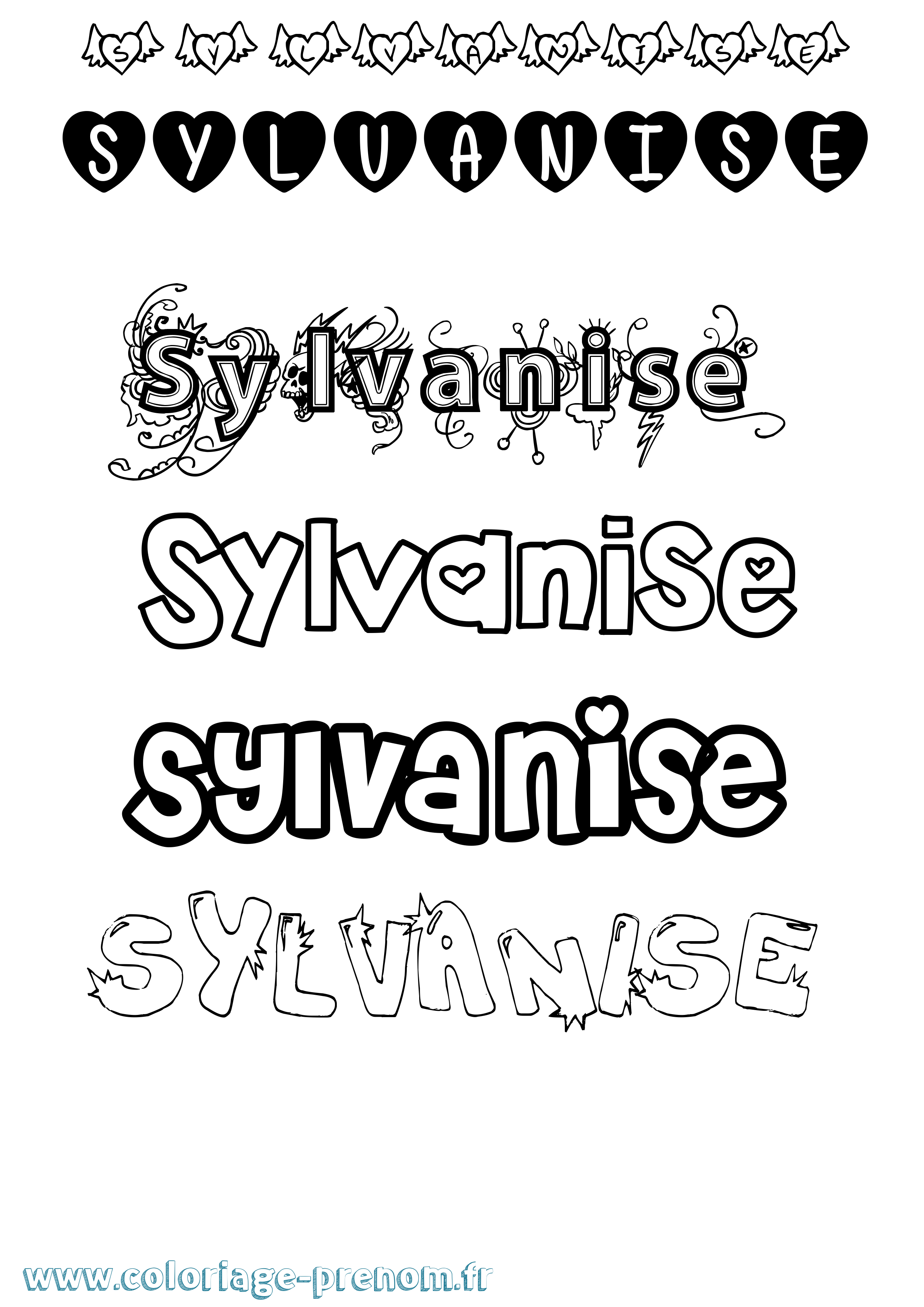 Coloriage Sylvanise Girly Coloriage prénom Sylvanise Girly