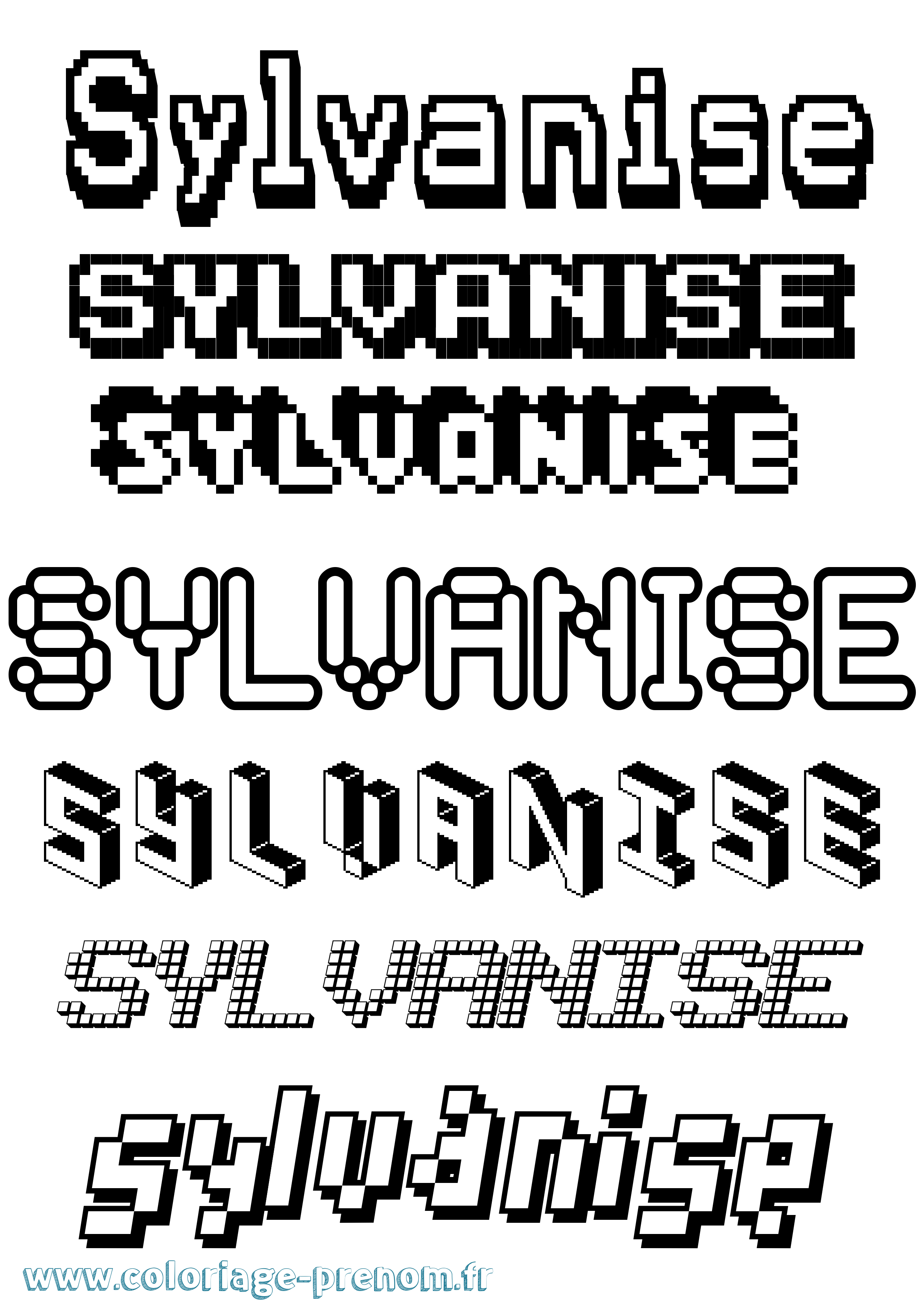 Coloriage Sylvanise Pixel Coloriage prénom Sylvanise Pixel
