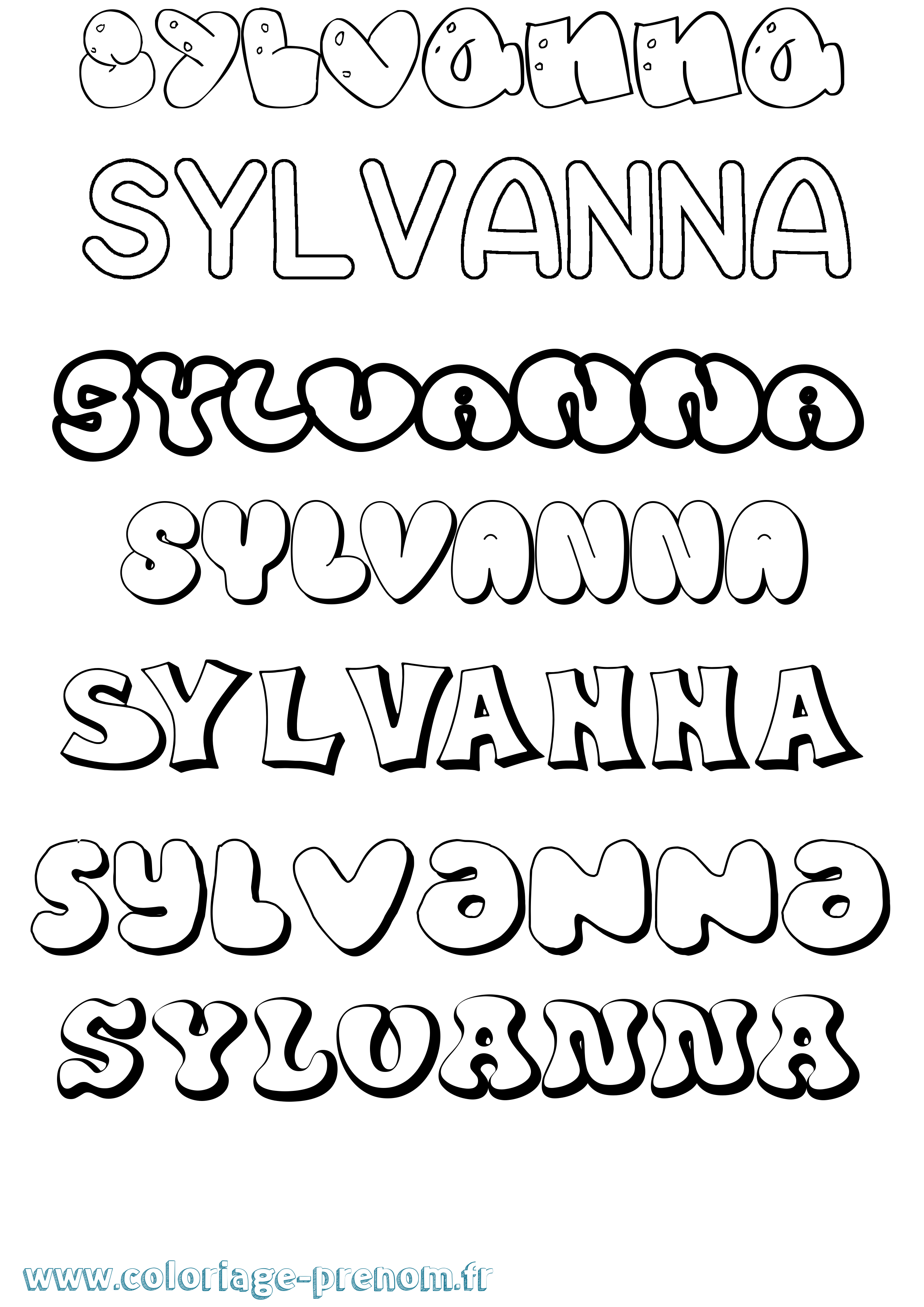 Coloriage Sylvanna Bubble Coloriage prénom Sylvanna Bubble