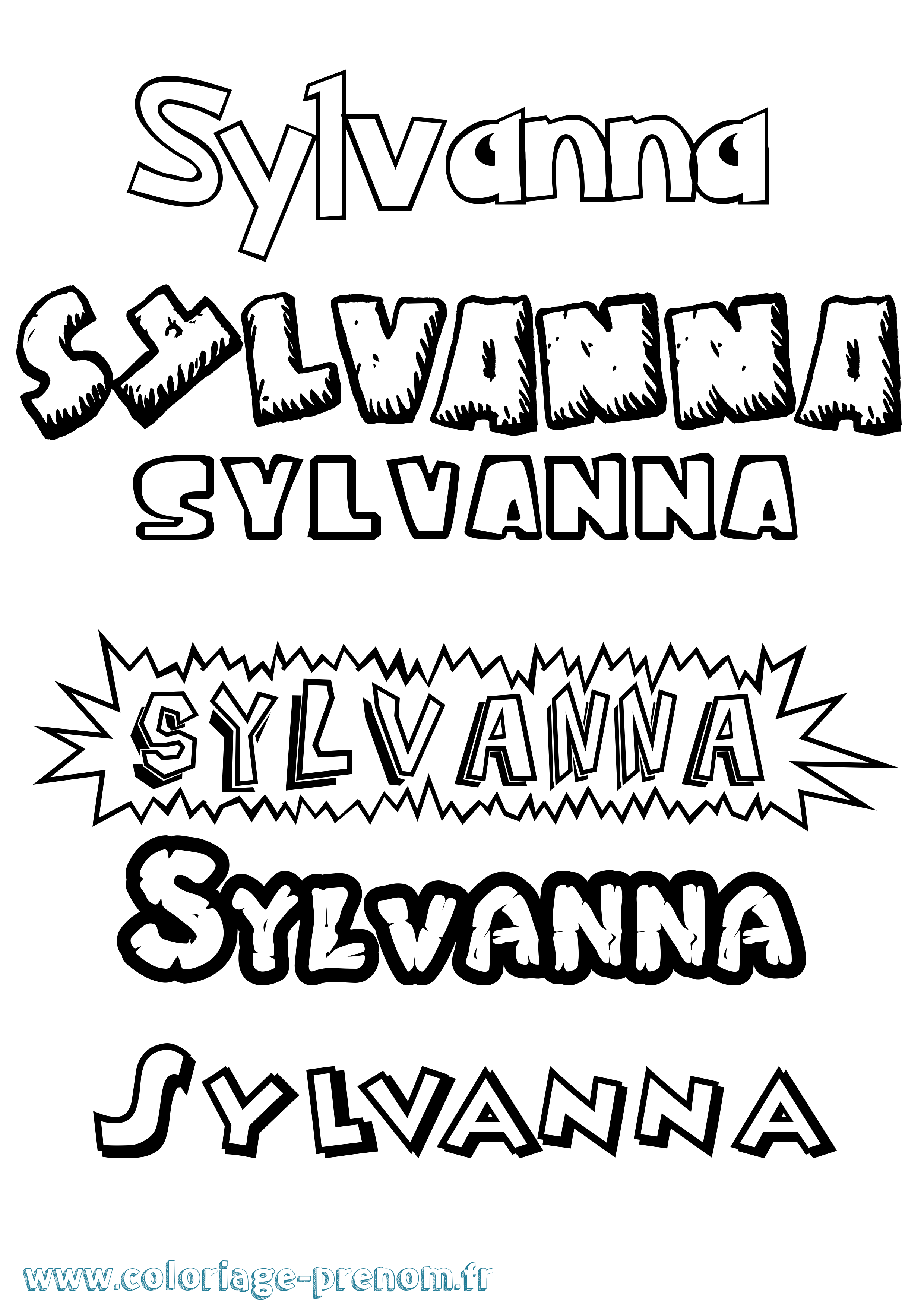 Coloriage Sylvanna Dessin Animé Coloriage prénom Sylvanna Dessin Animé