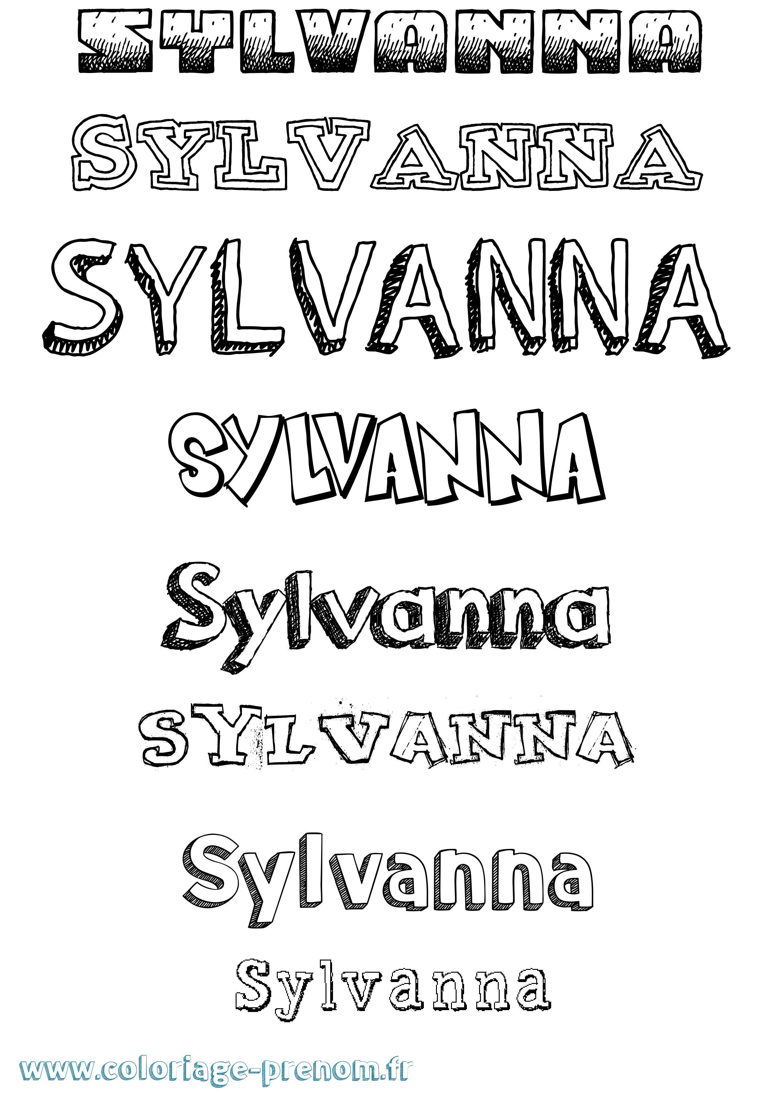 Coloriage Sylvanna Dessiné Coloriage prénom Sylvanna Dessiné
