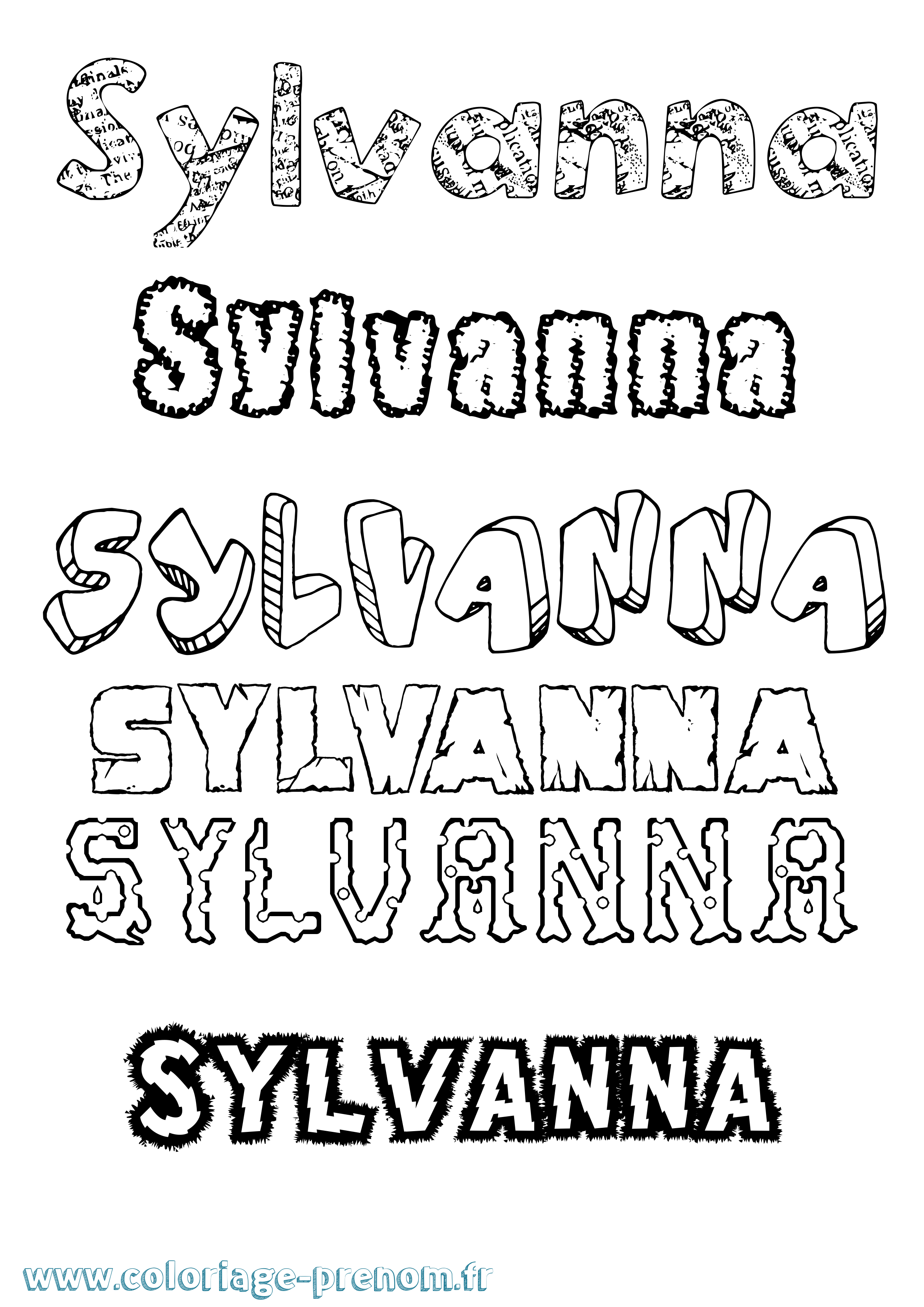 Coloriage Sylvanna Destructuré Coloriage prénom Sylvanna Destructuré