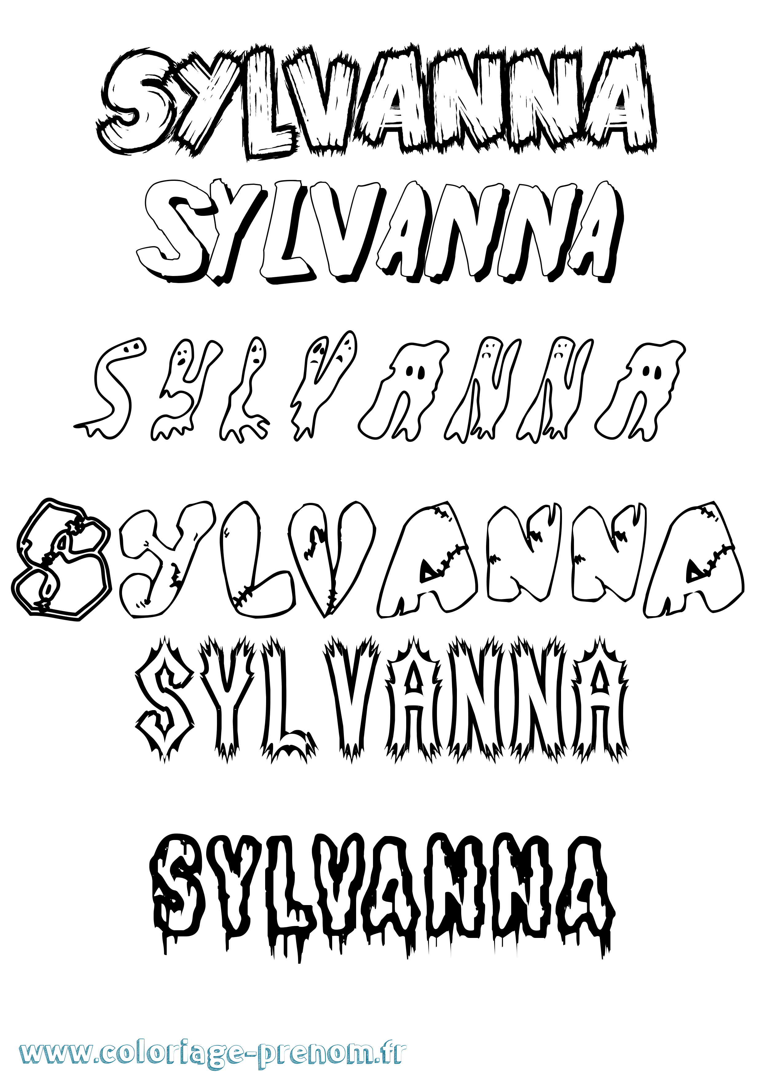 Coloriage Sylvanna Frisson Coloriage prénom Sylvanna Frisson
