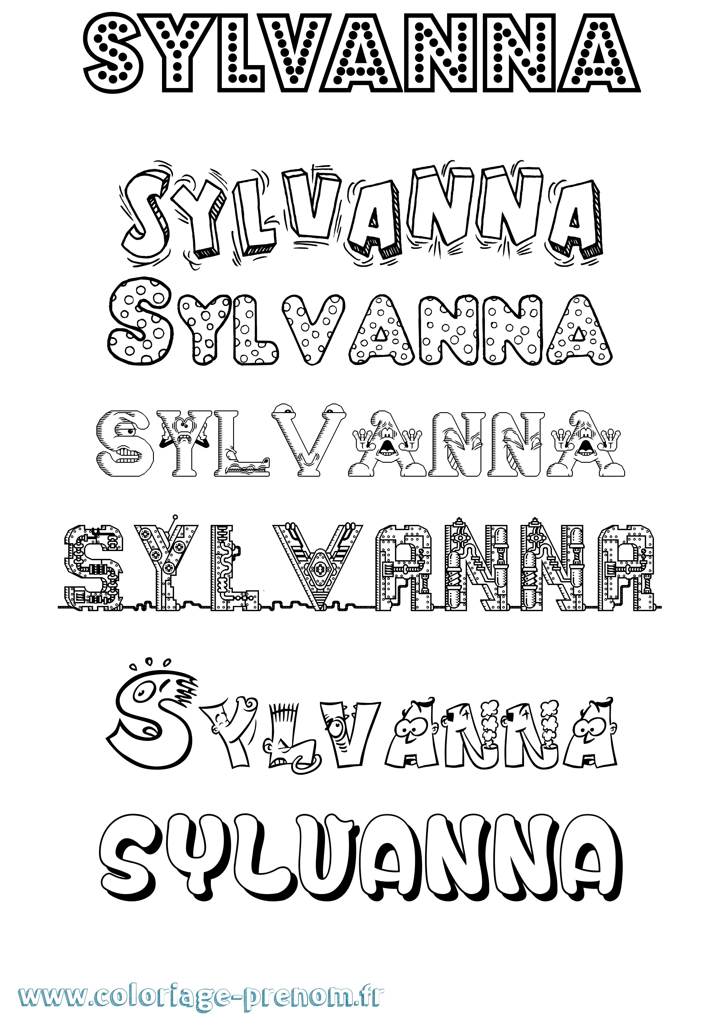 Coloriage Sylvanna Fun Coloriage prénom Sylvanna Fun