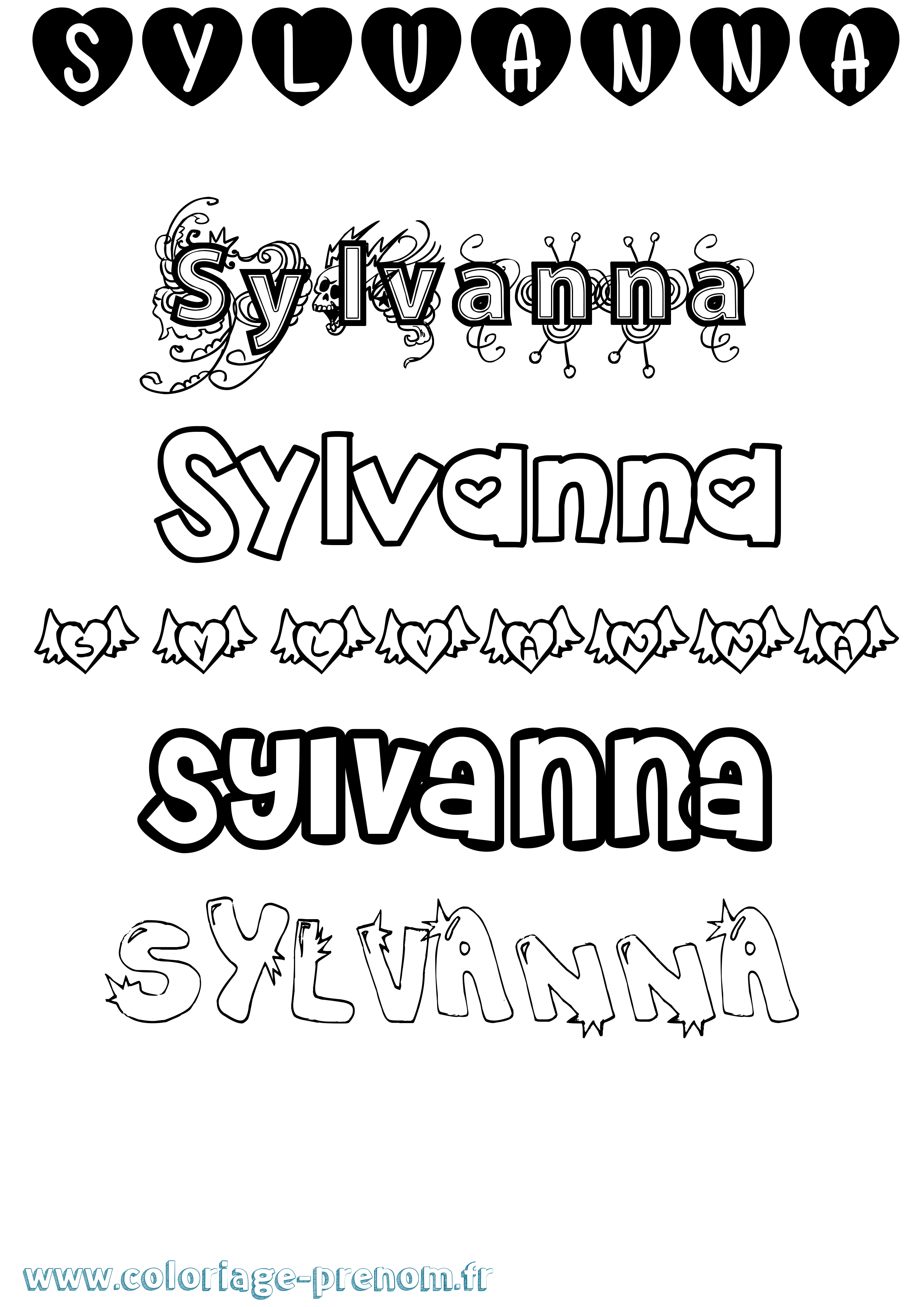 Coloriage Sylvanna Girly Coloriage prénom Sylvanna Girly