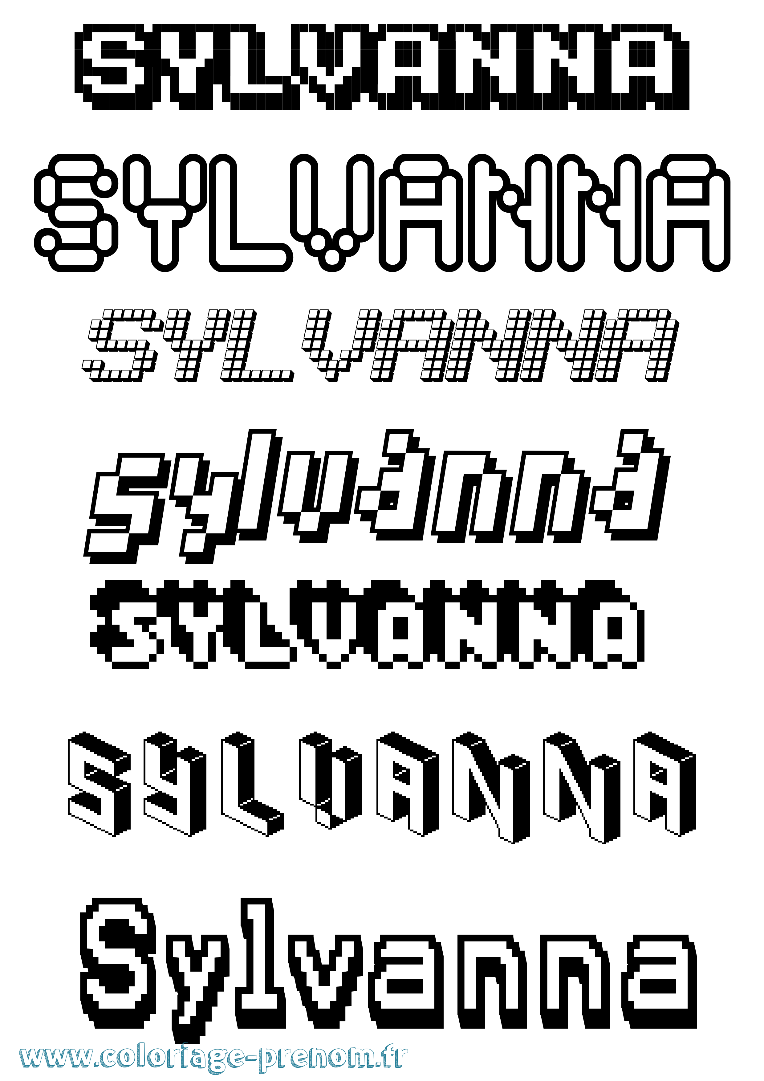 Coloriage Sylvanna Pixel Coloriage prénom Sylvanna Pixel