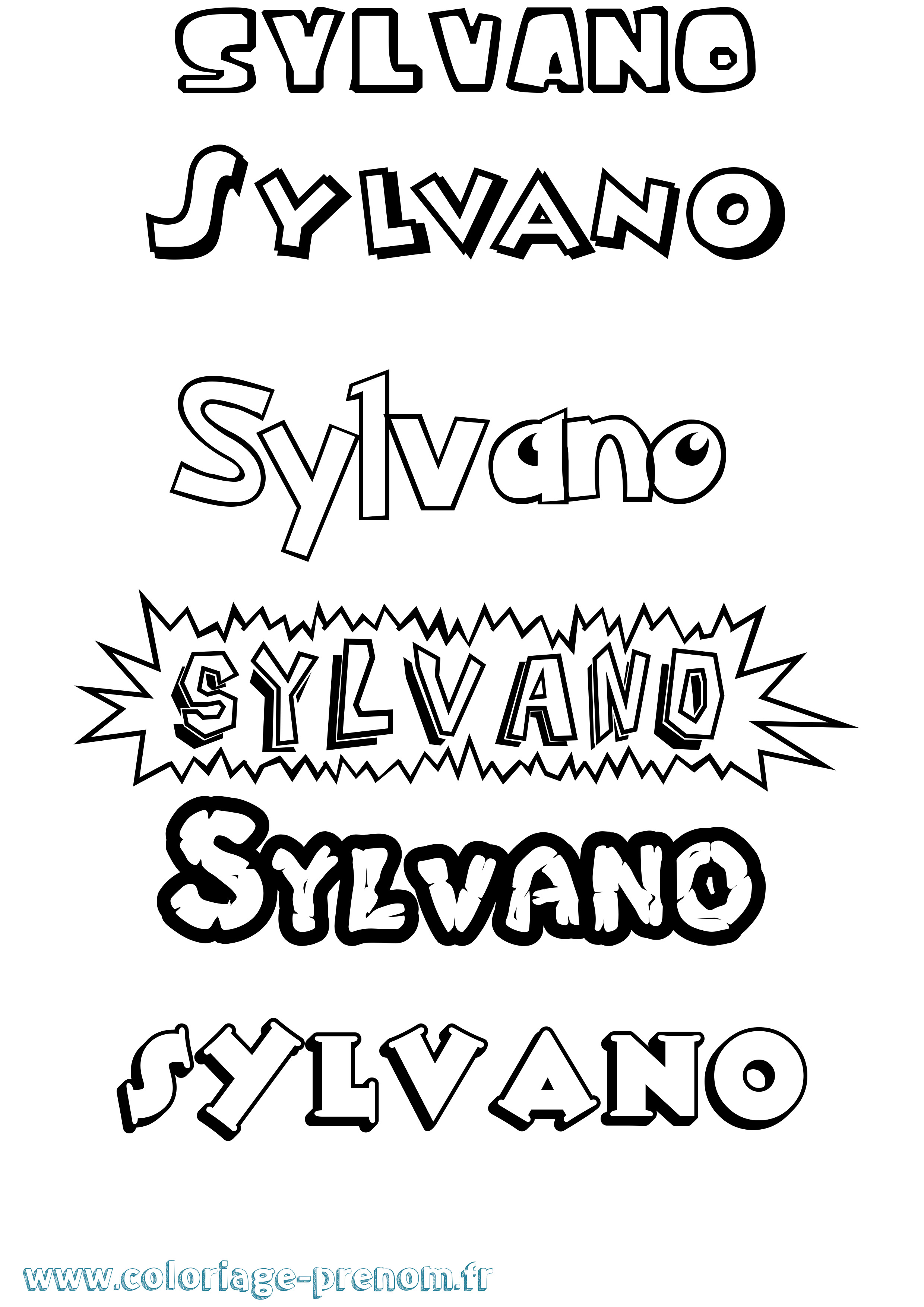 Coloriage Sylvano Dessin Animé Coloriage prénom Sylvano Dessin Animé