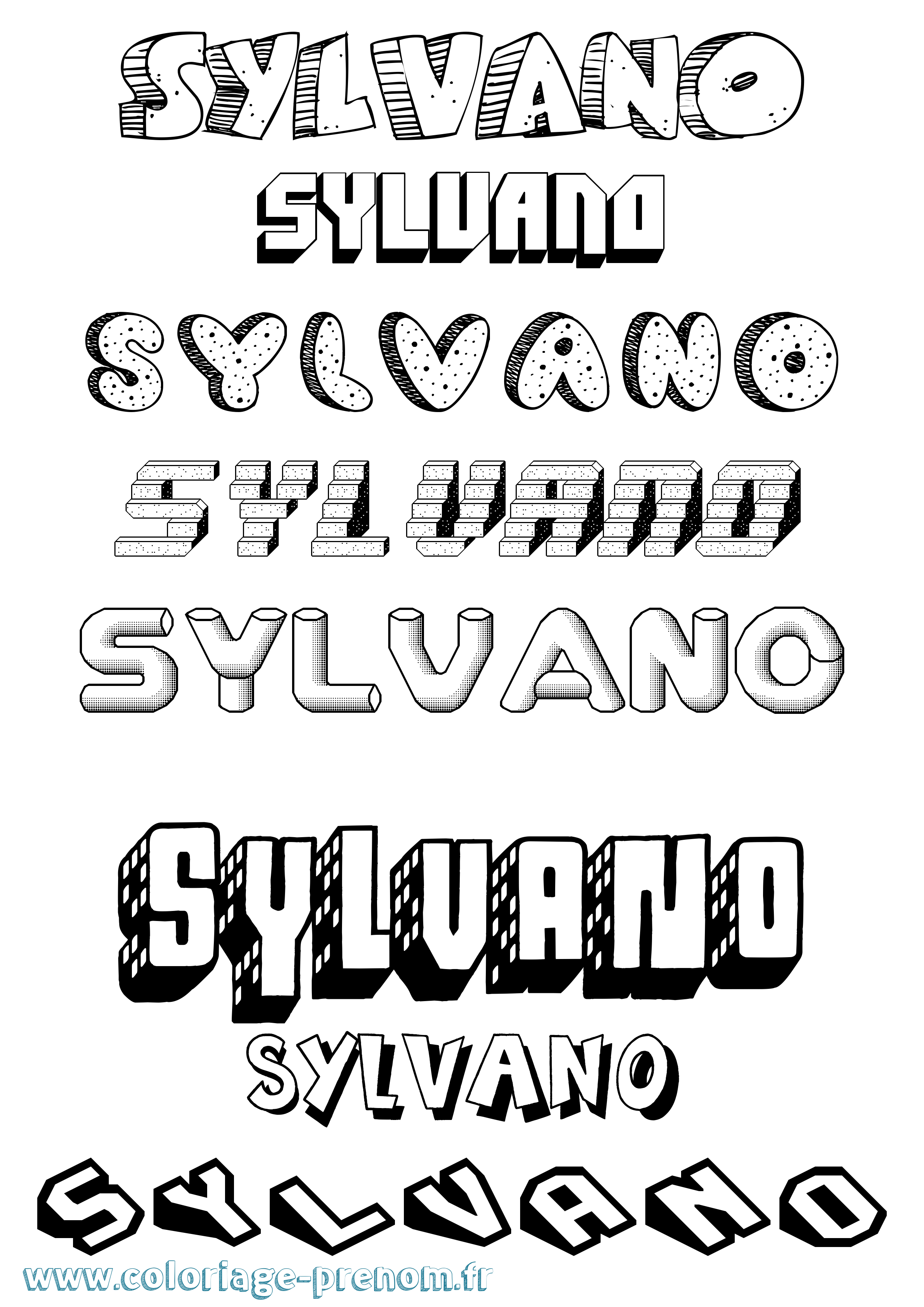 Coloriage Sylvano Effet 3D Coloriage prénom Sylvano Effet 3D