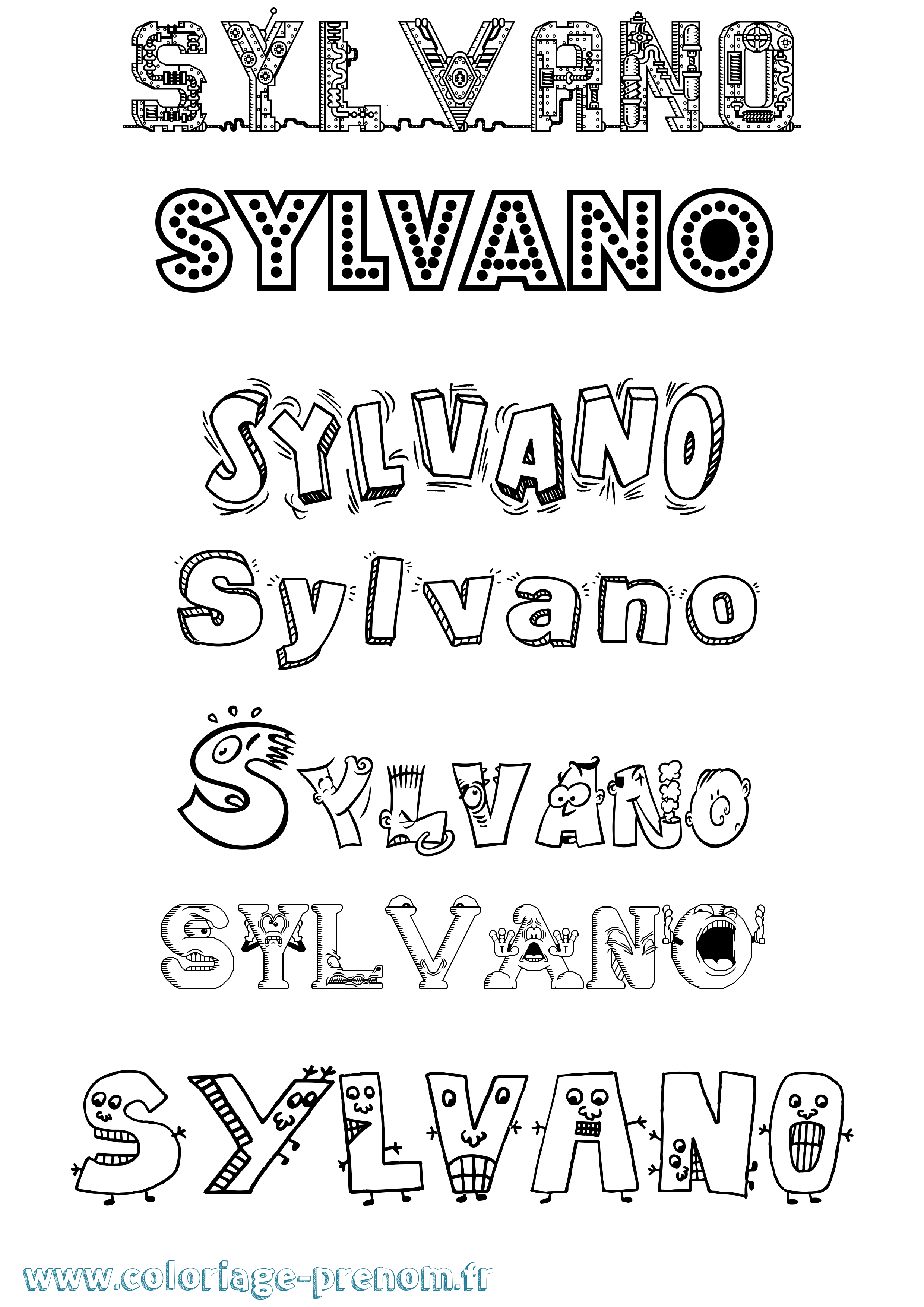 Coloriage Sylvano Fun Coloriage prénom Sylvano Fun