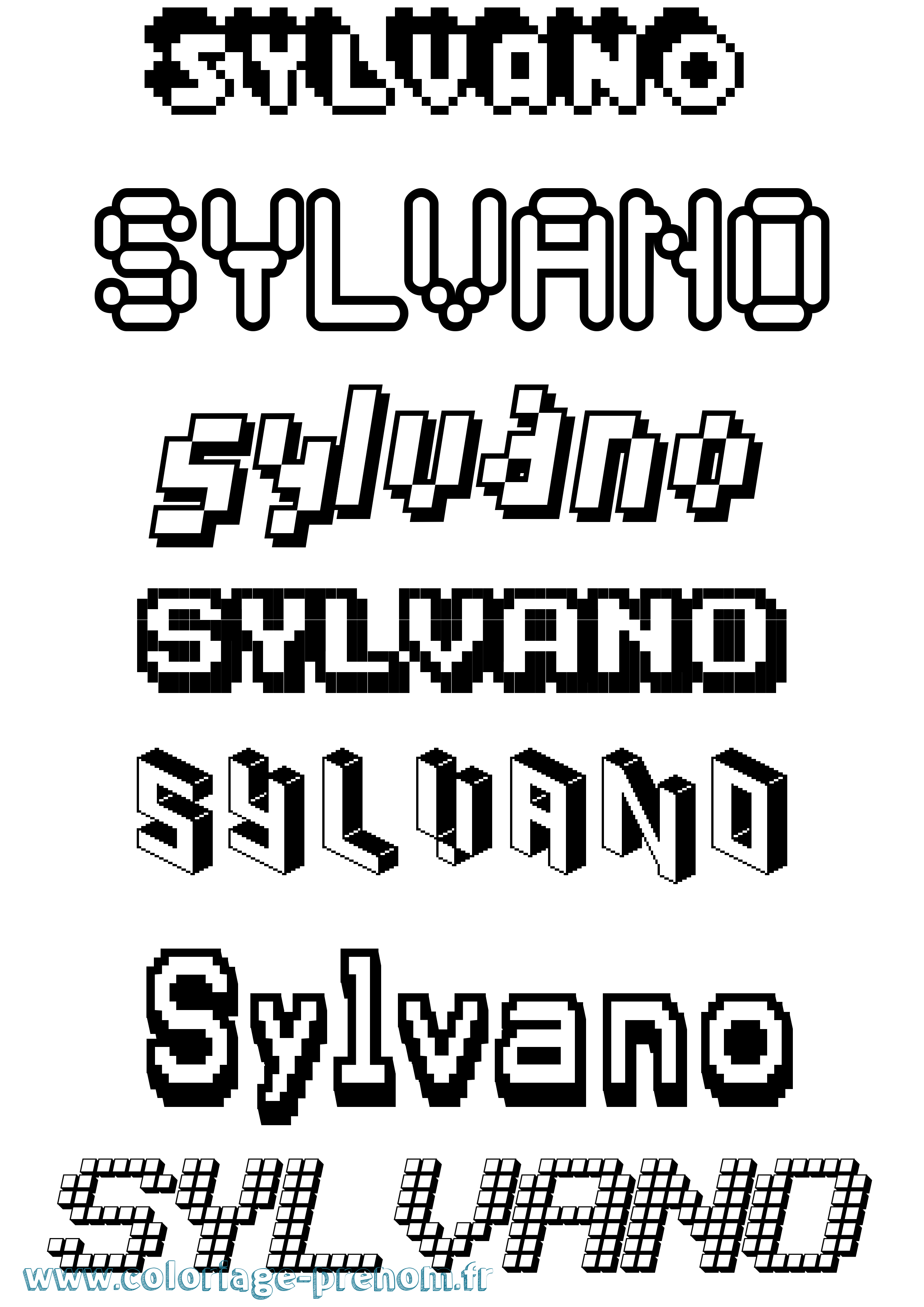 Coloriage Sylvano Pixel Coloriage prénom Sylvano Pixel