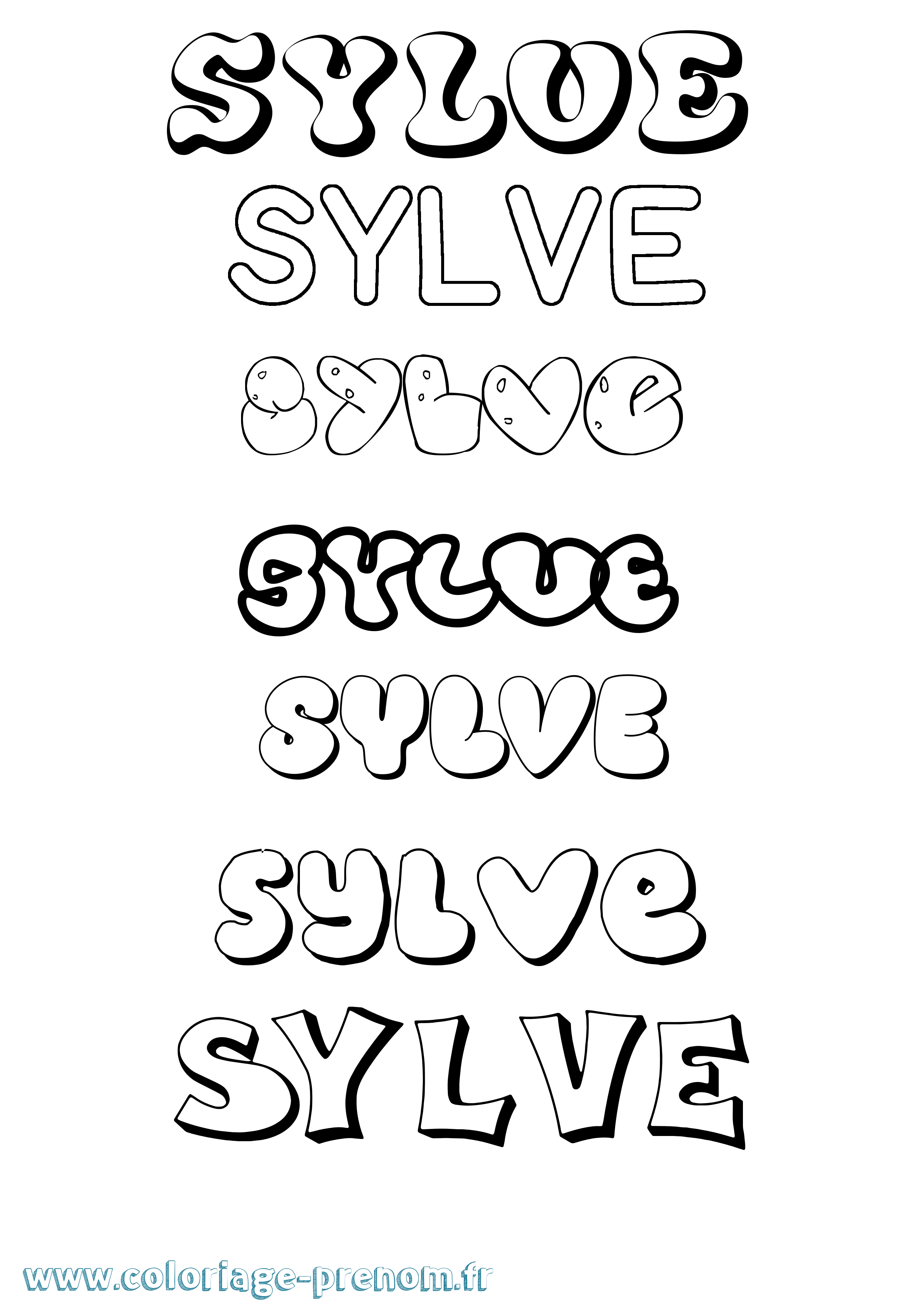 Coloriage Sylve Bubble Coloriage prénom Sylve Bubble