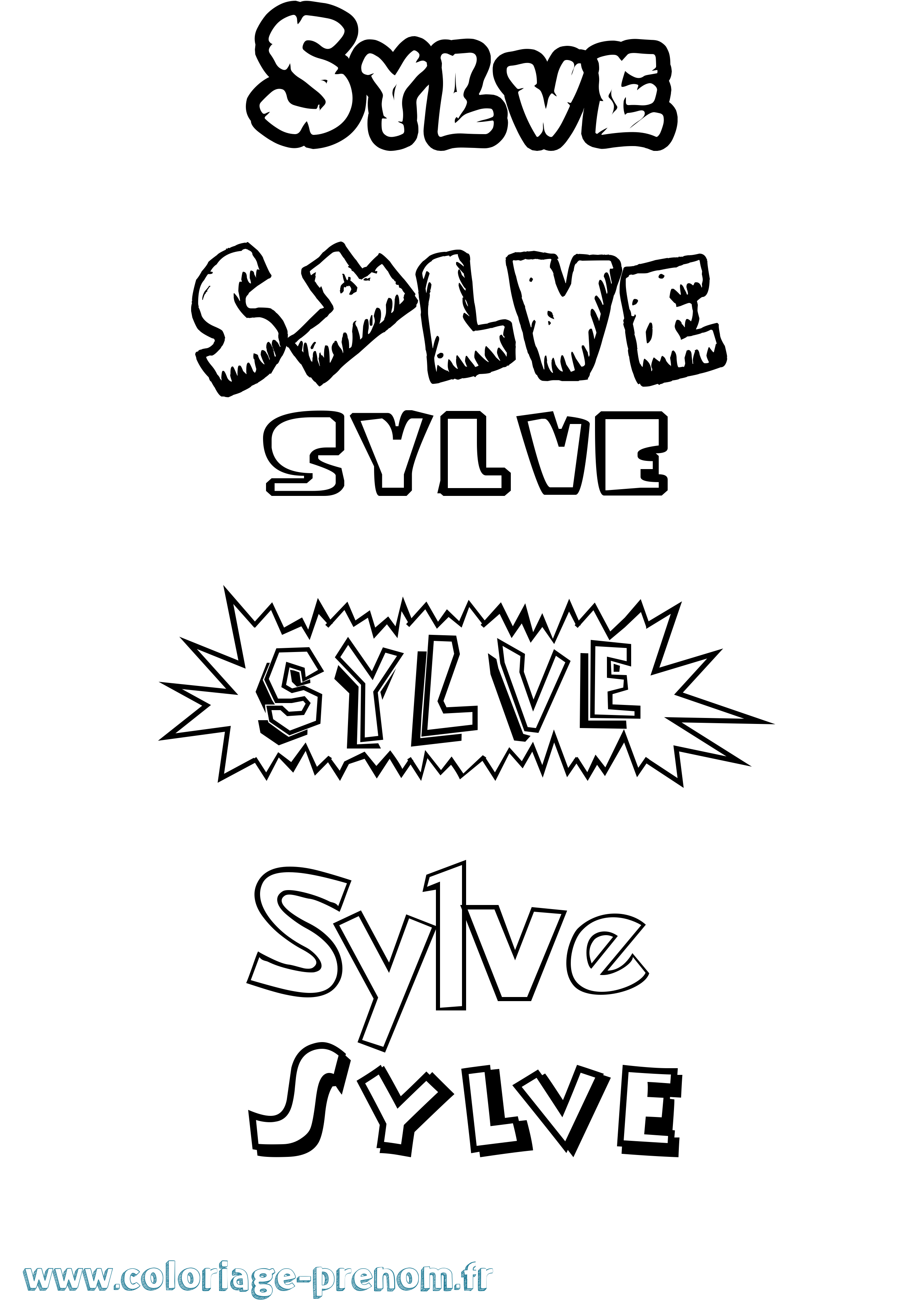 Coloriage Sylve Dessin Animé Coloriage prénom Sylve Dessin Animé