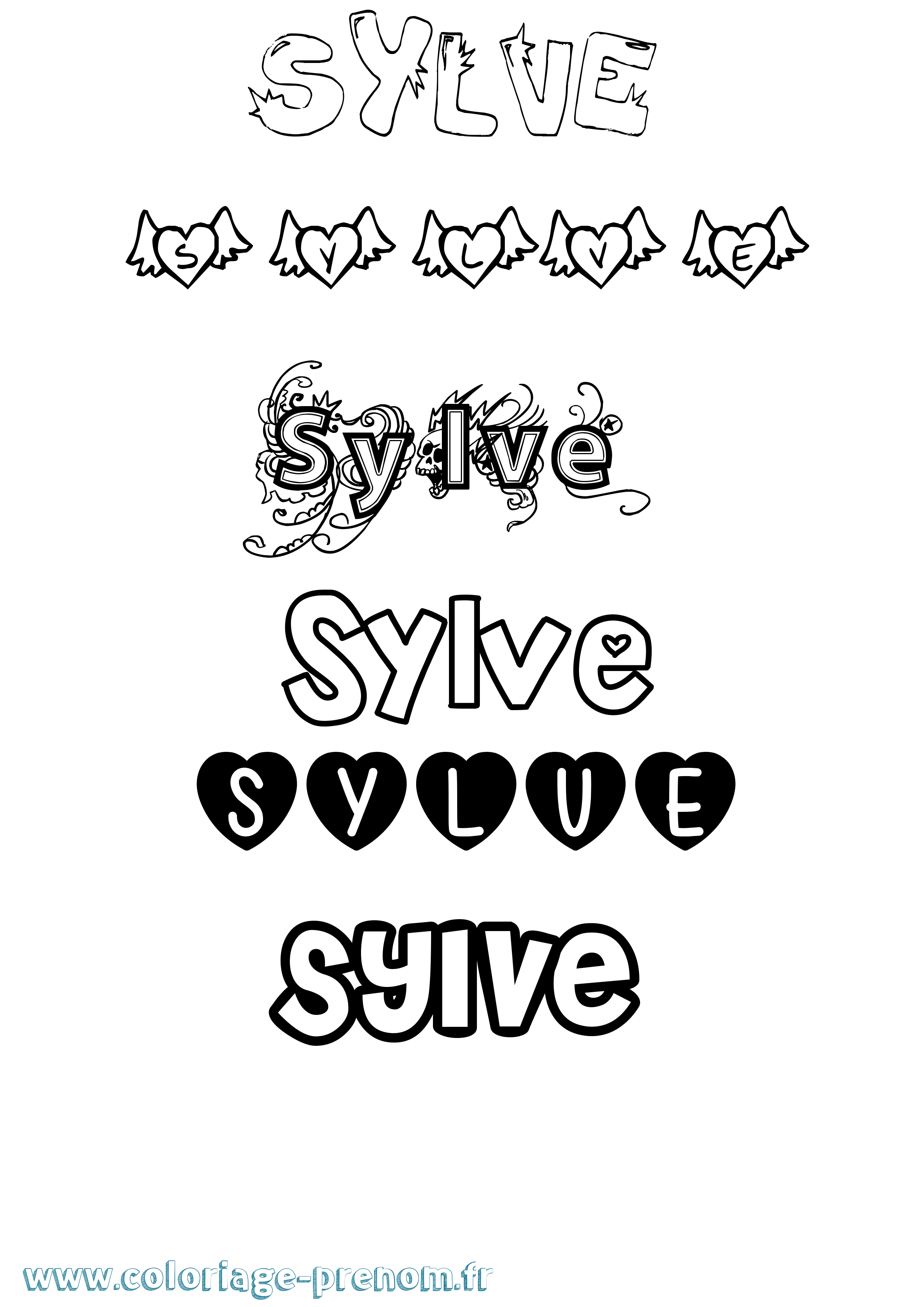 Coloriage Sylve Girly Coloriage prénom Sylve Girly