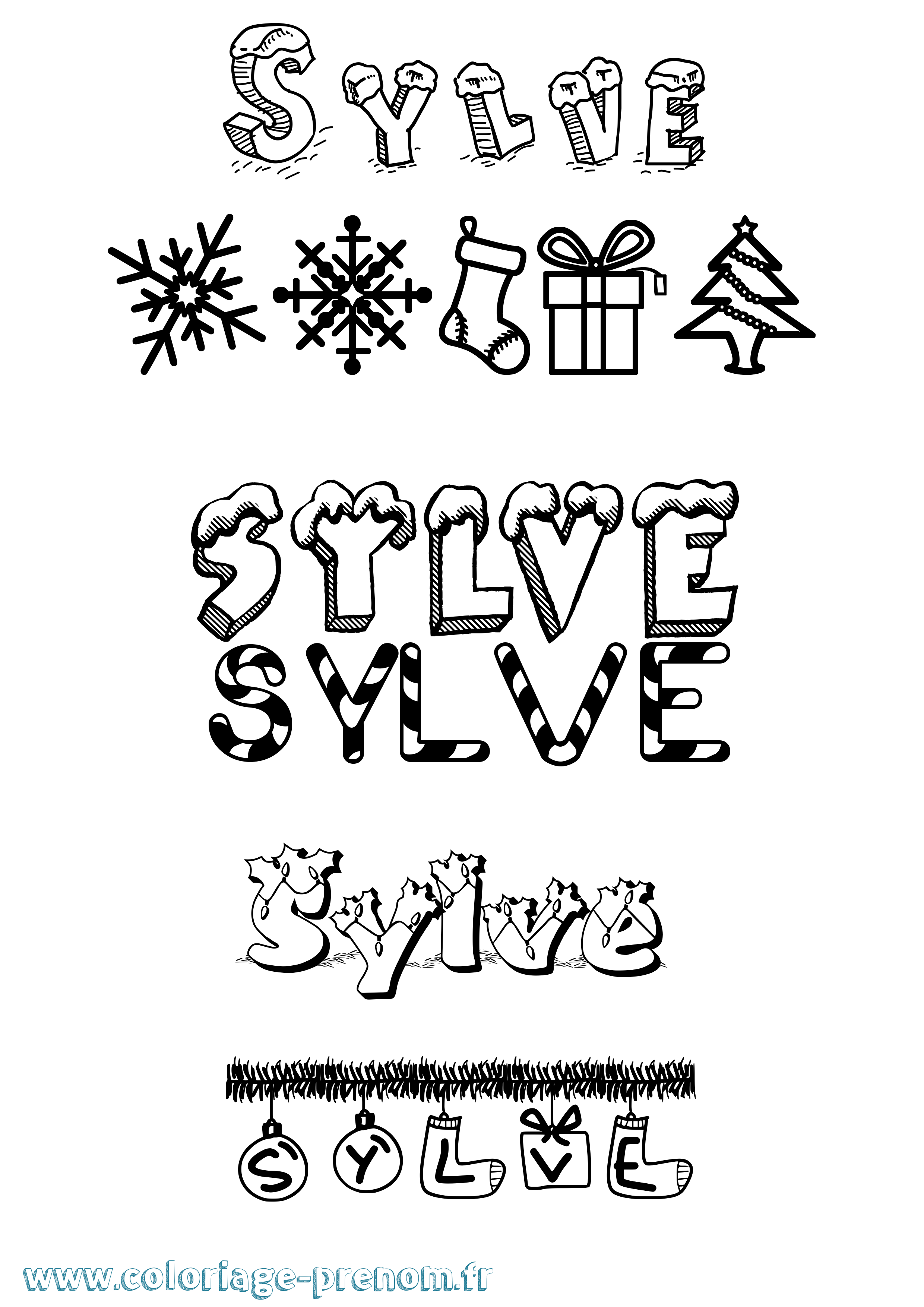 Coloriage Sylve Noël Coloriage prénom Sylve Noël