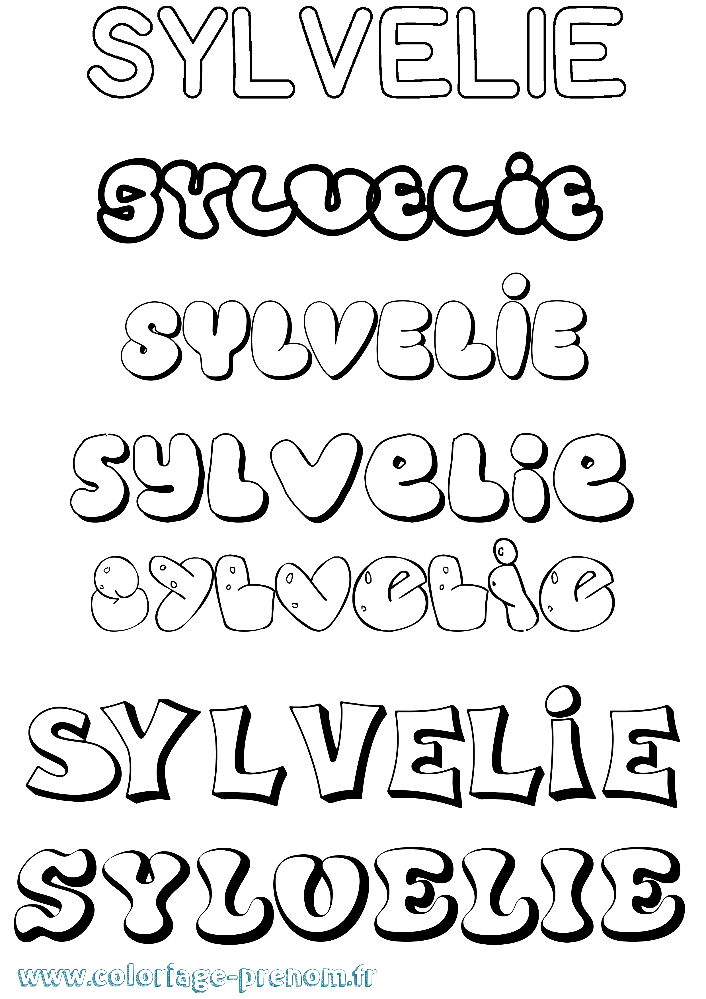 Coloriage Sylvelie Bubble Coloriage prénom Sylvelie Bubble