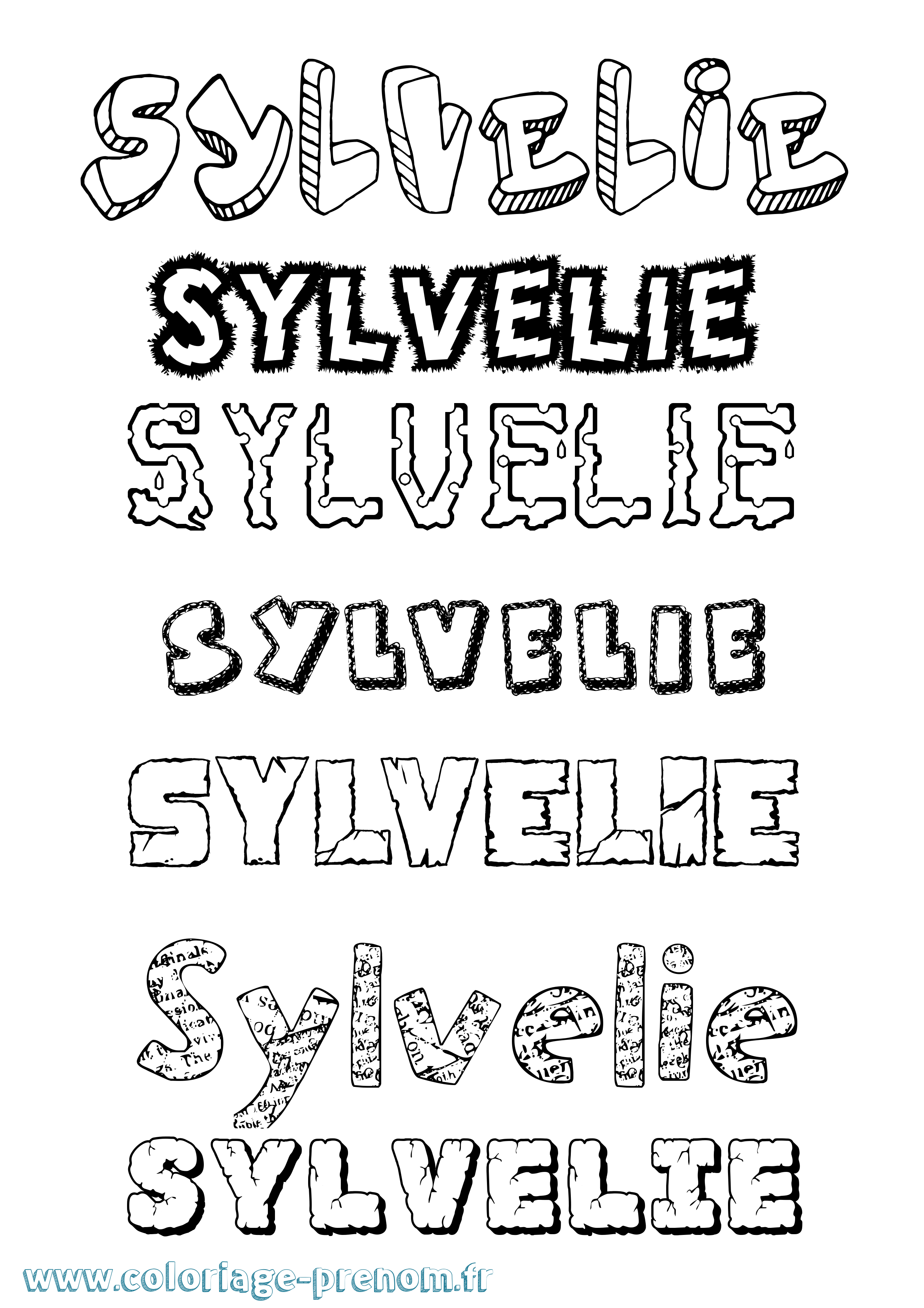 Coloriage Sylvelie Destructuré Coloriage prénom Sylvelie Destructuré