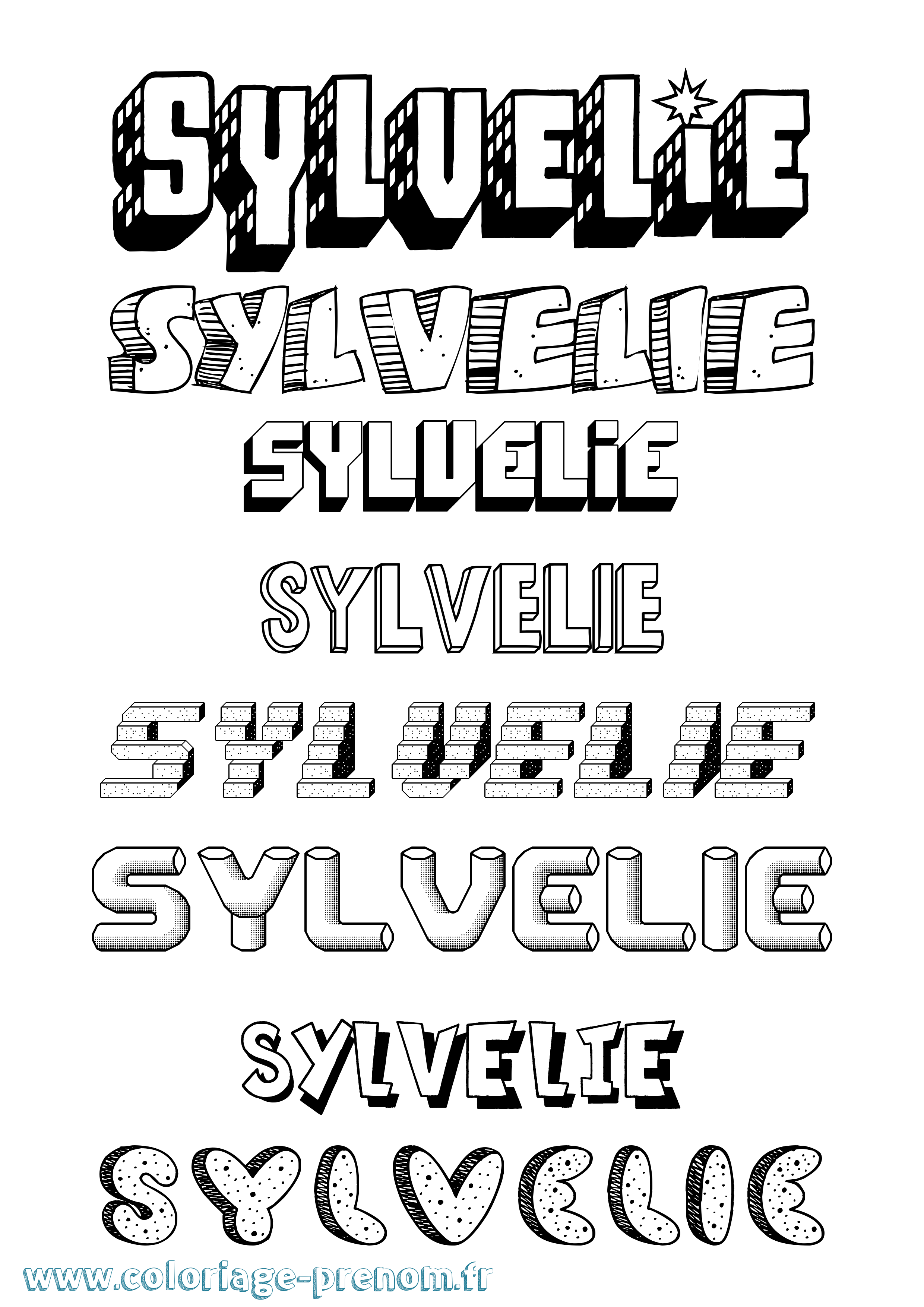 Coloriage Sylvelie Effet 3D Coloriage prénom Sylvelie Effet 3D