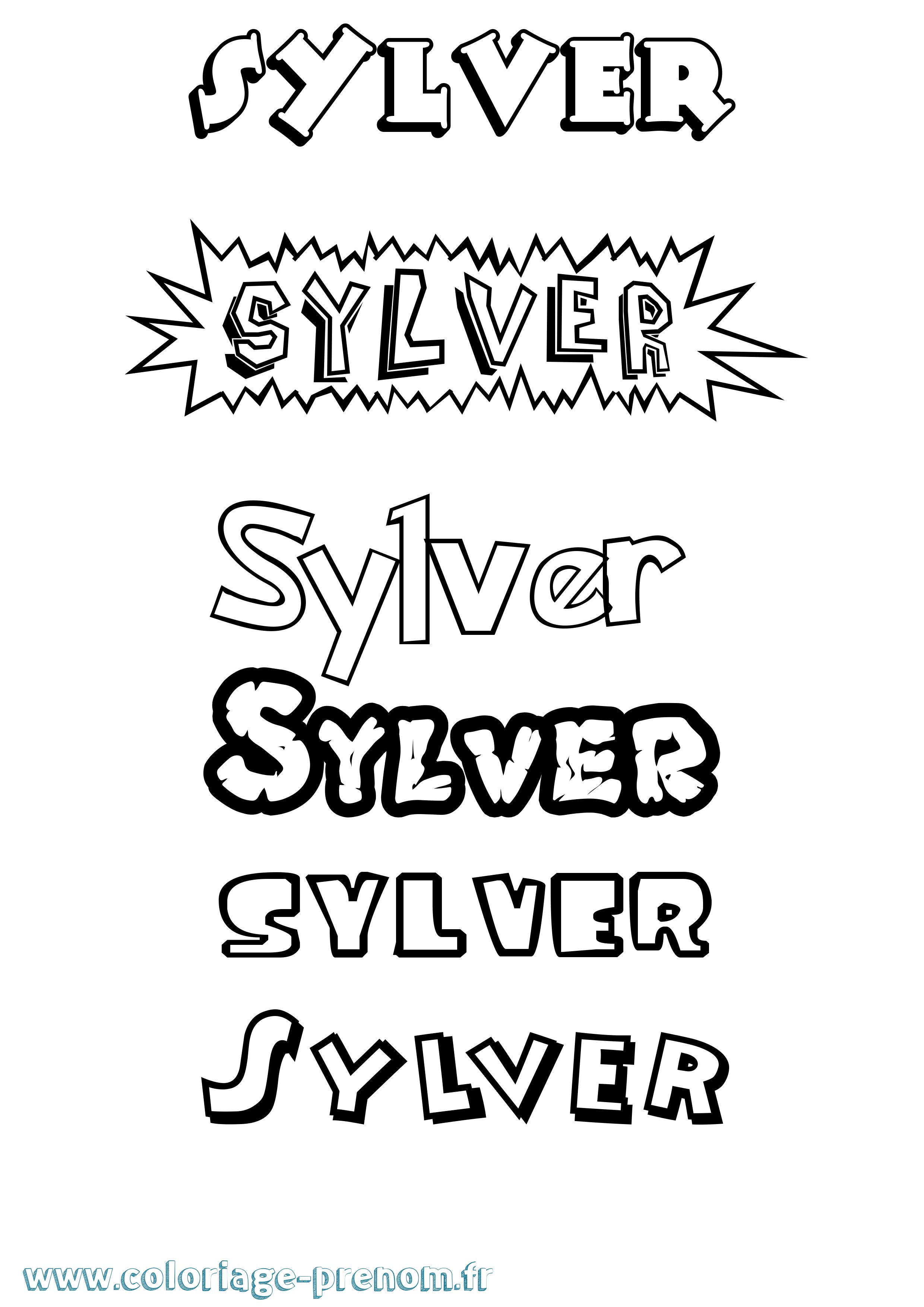 Coloriage Sylver Dessin Animé Coloriage prénom Sylver Dessin Animé