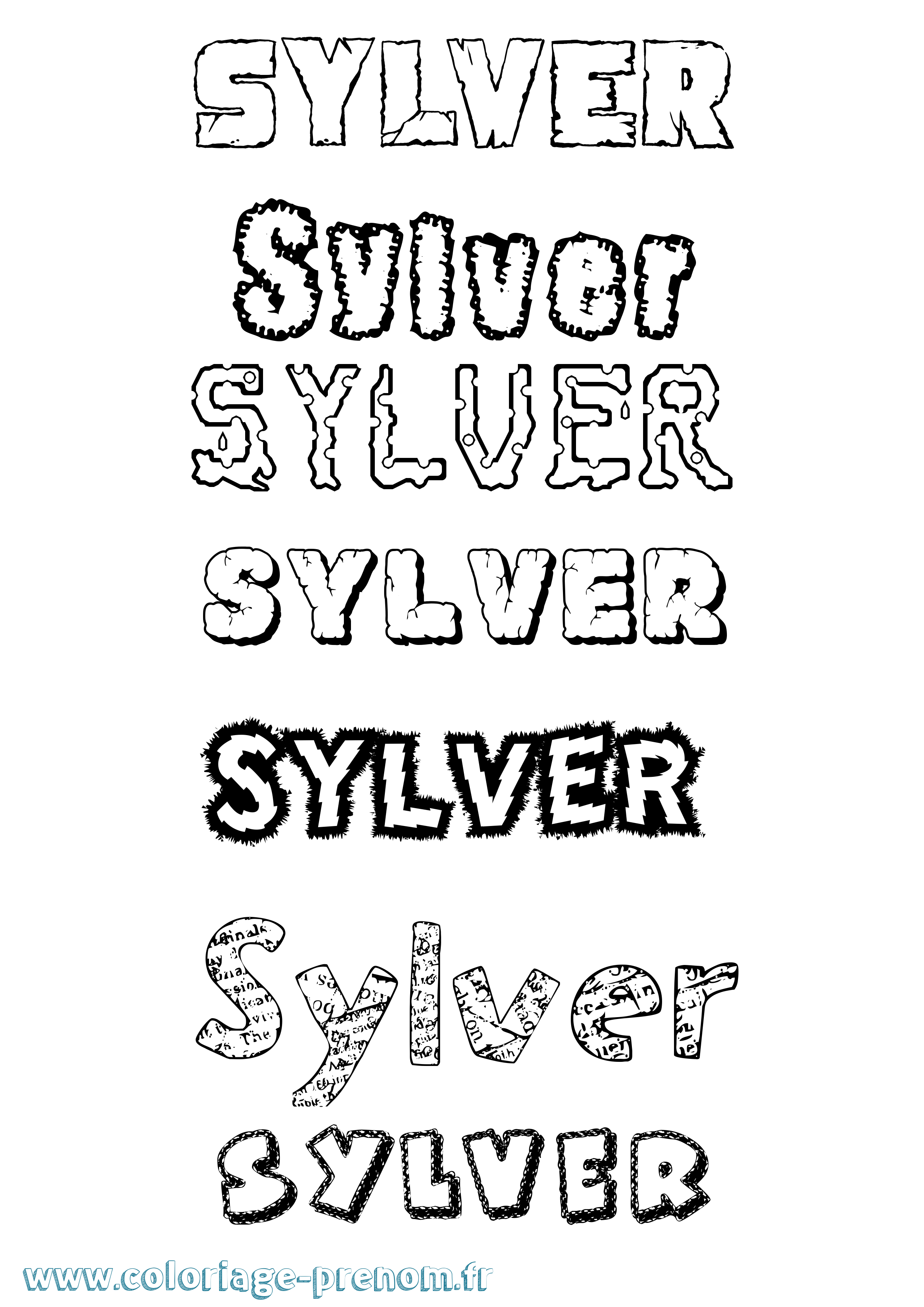 Coloriage Sylver Destructuré Coloriage prénom Sylver Destructuré