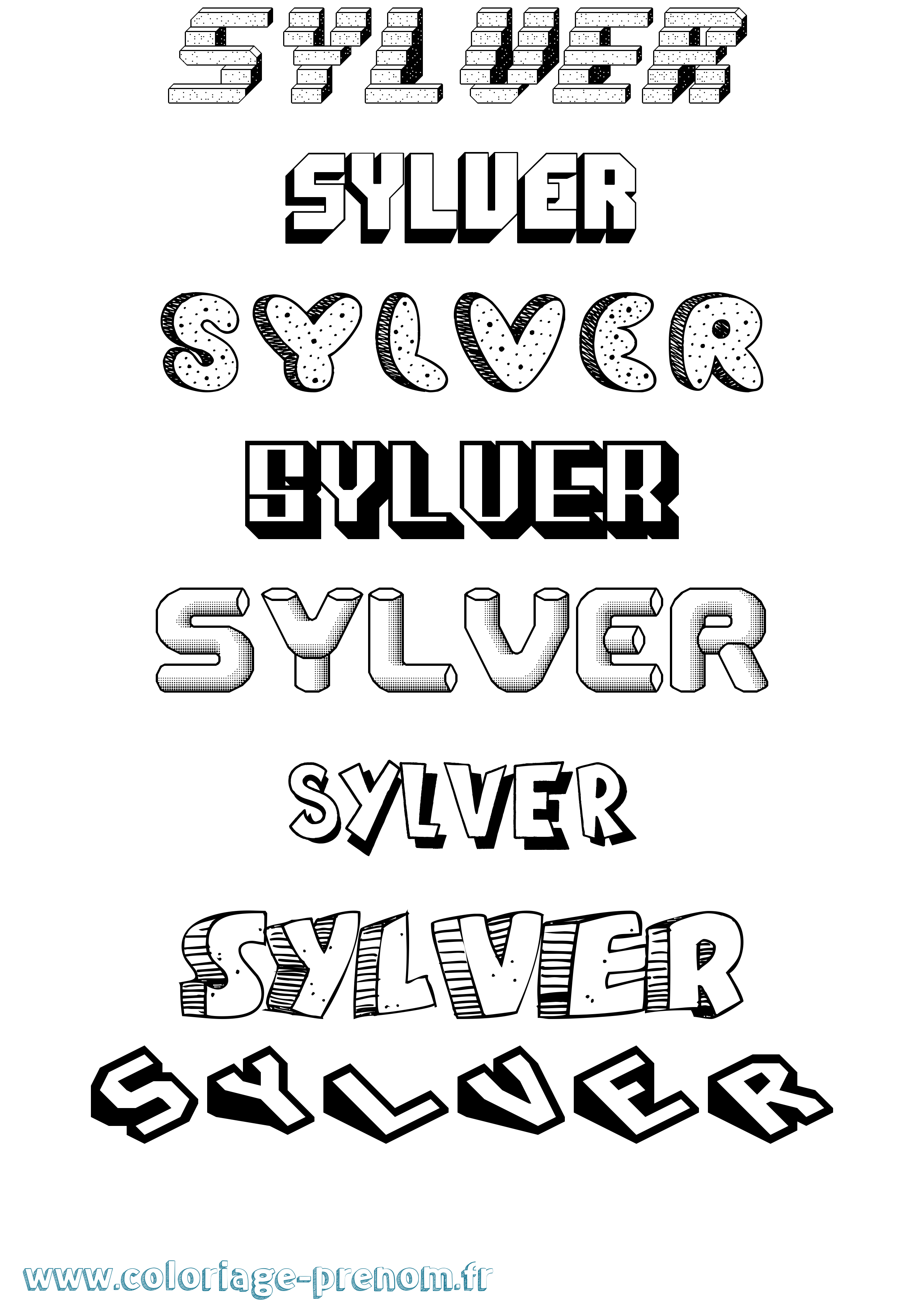 Coloriage Sylver Effet 3D Coloriage prénom Sylver Effet 3D
