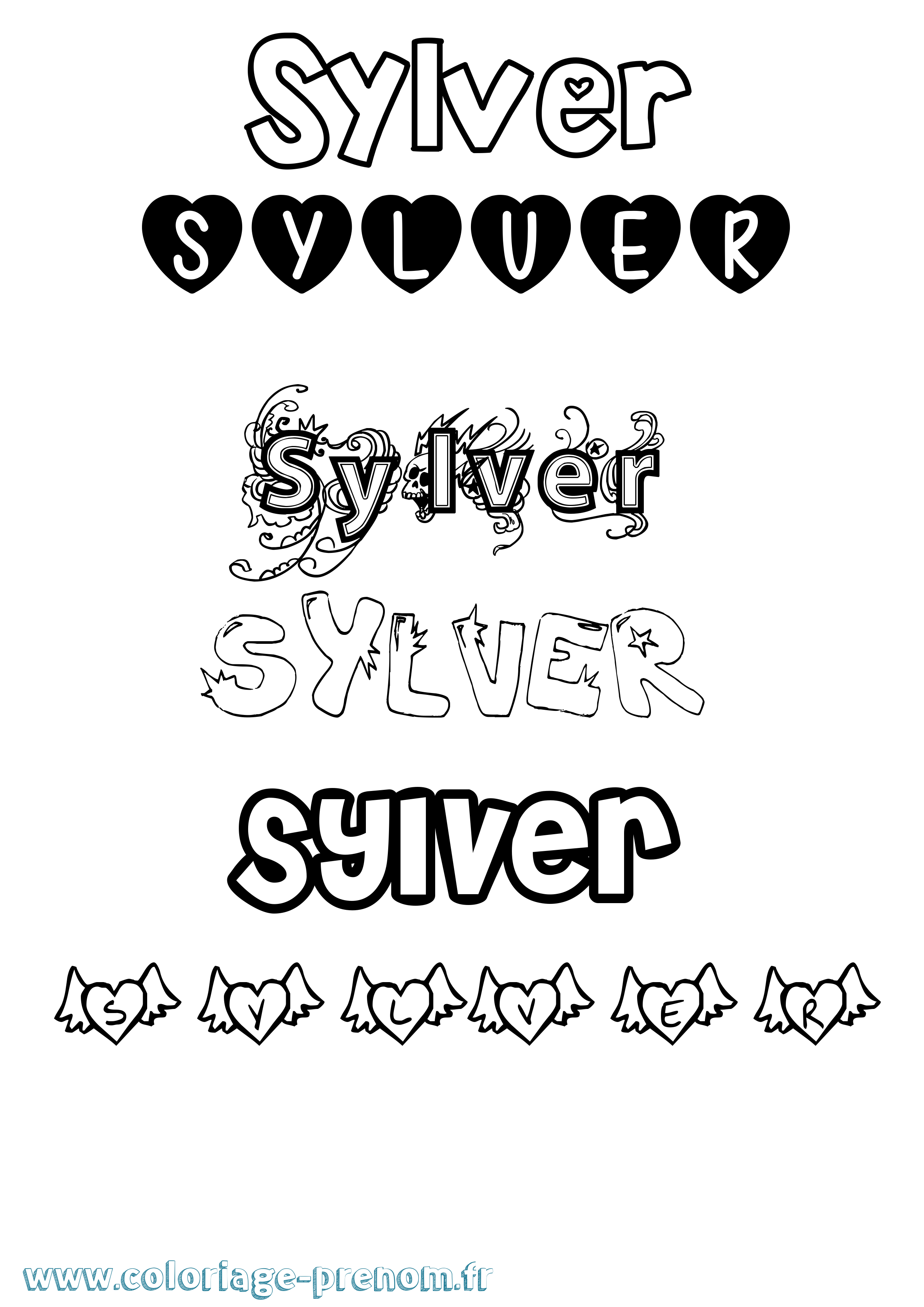 Coloriage Sylver Girly Coloriage prénom Sylver Girly