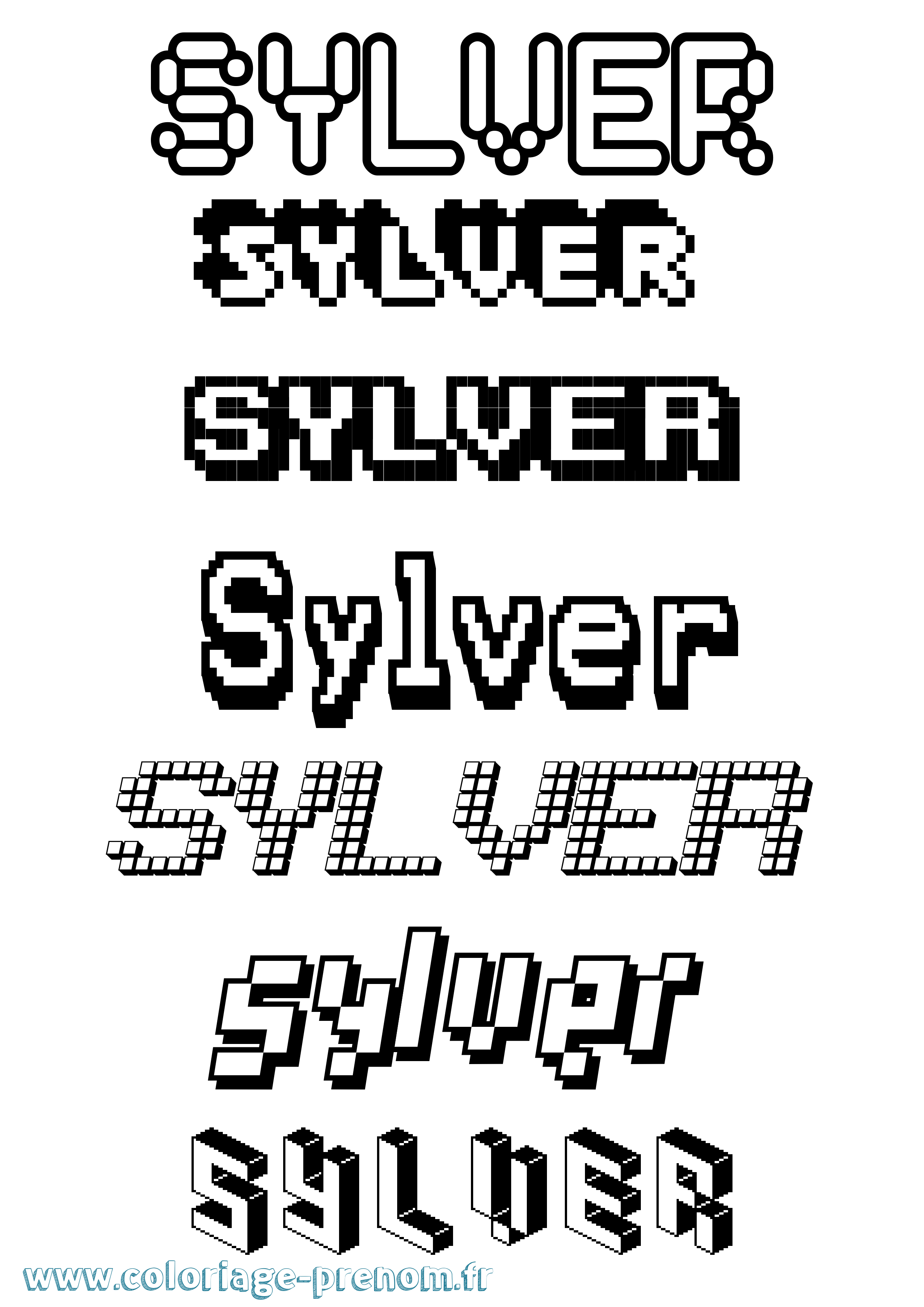 Coloriage Sylver Pixel Coloriage prénom Sylver Pixel