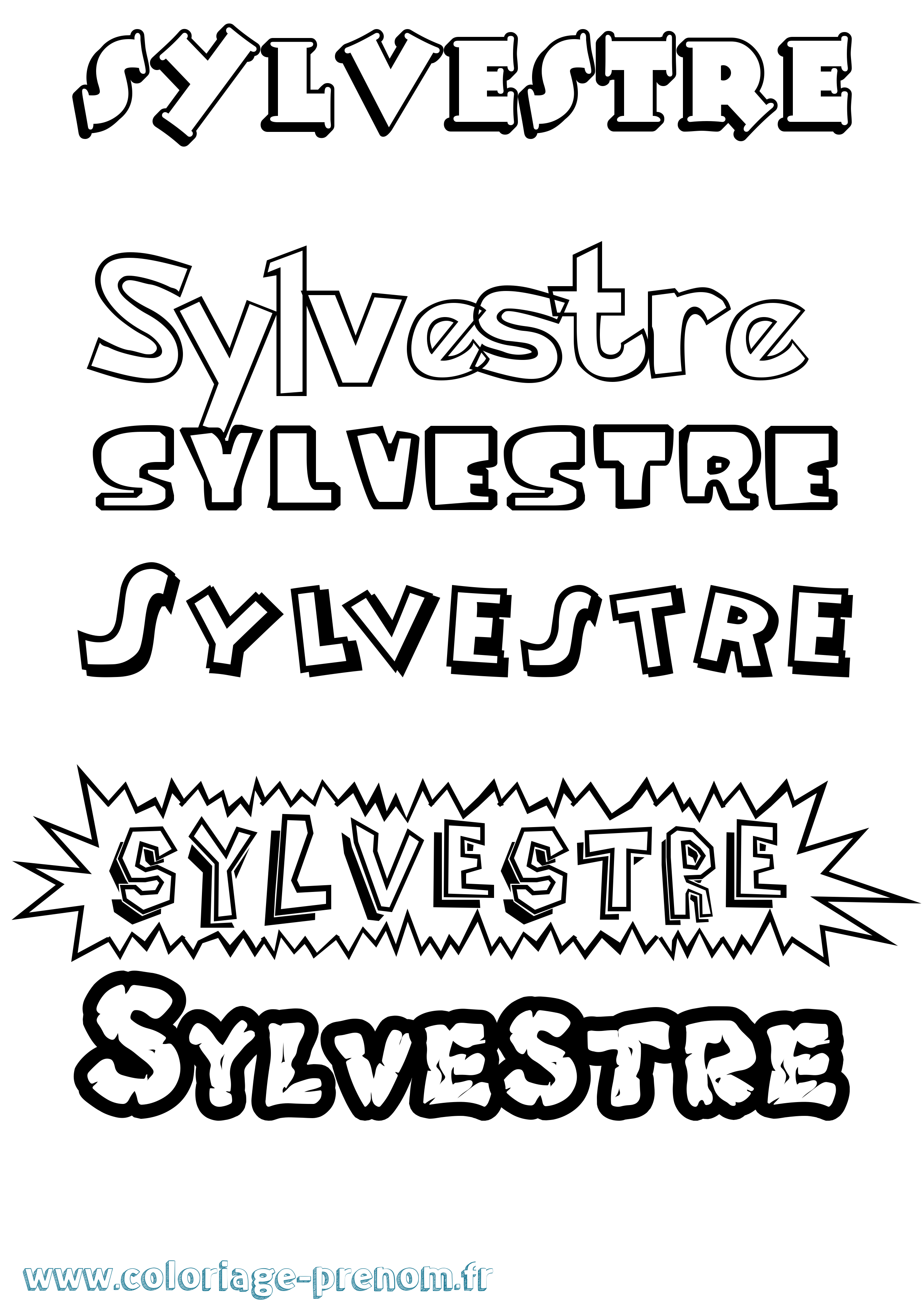 Coloriage Sylvestre Dessin Animé Coloriage prénom Sylvestre Dessin Animé