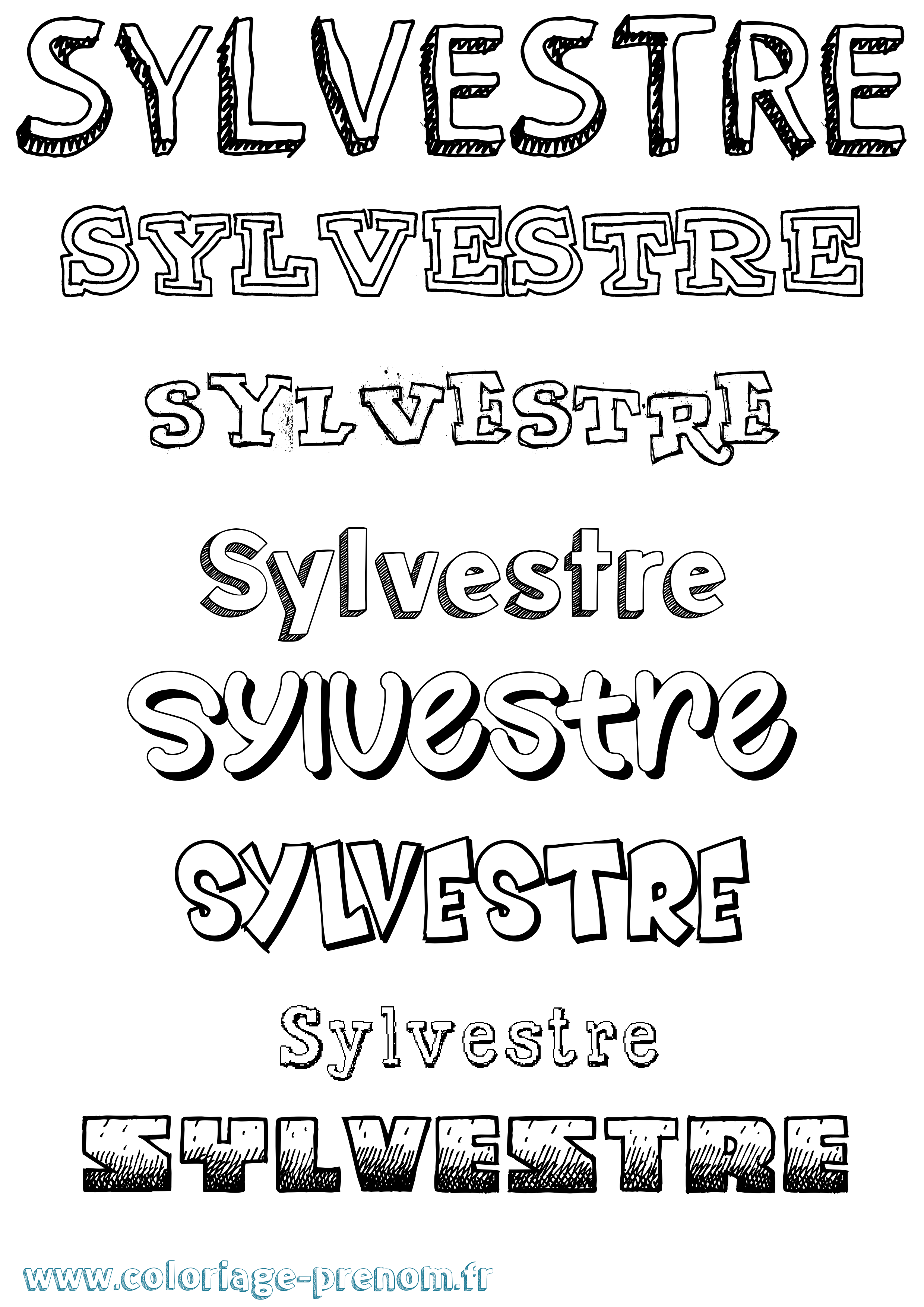 Coloriage Sylvestre Dessiné Coloriage prénom Sylvestre Dessiné