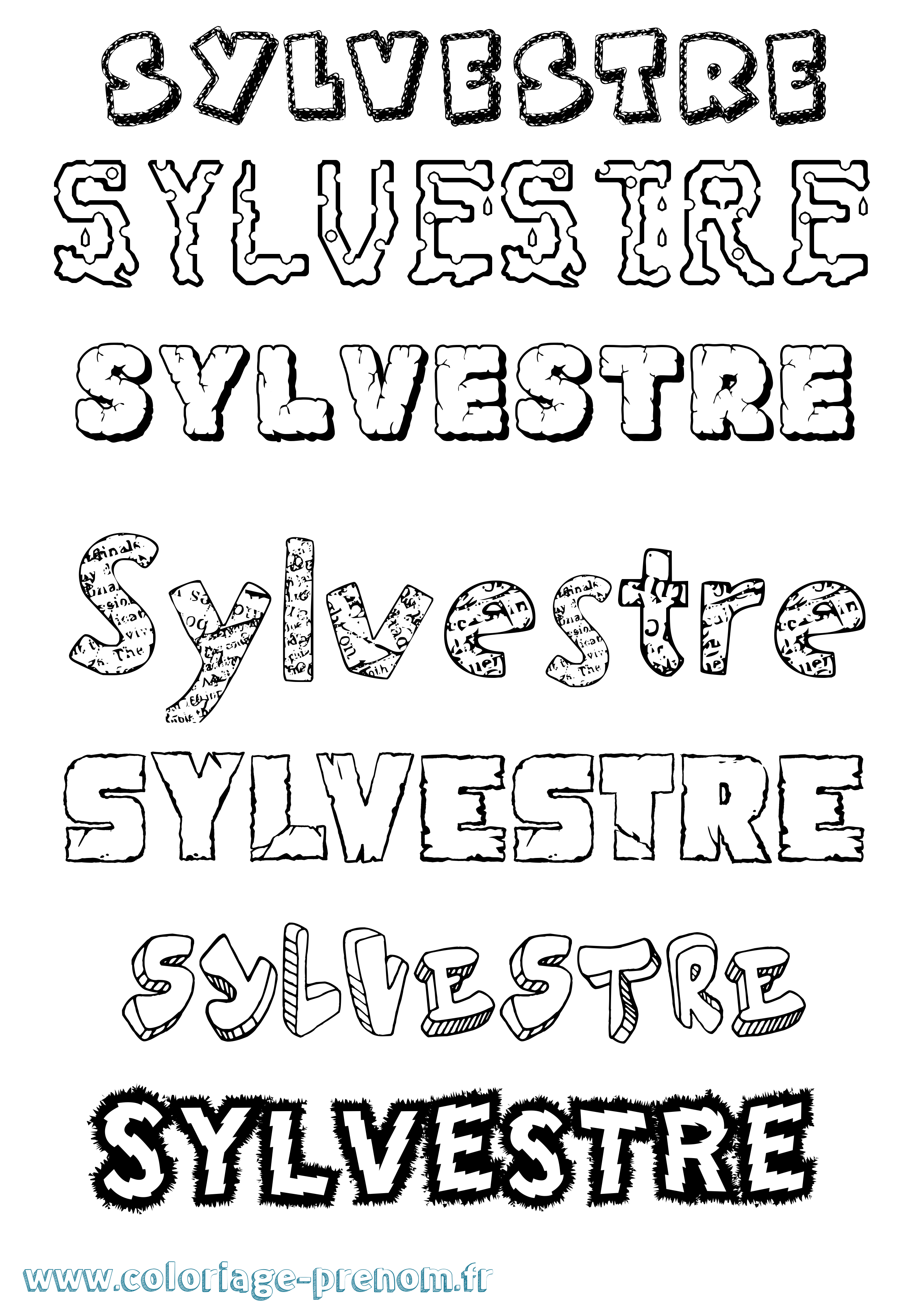 Coloriage Sylvestre Destructuré Coloriage prénom Sylvestre Destructuré