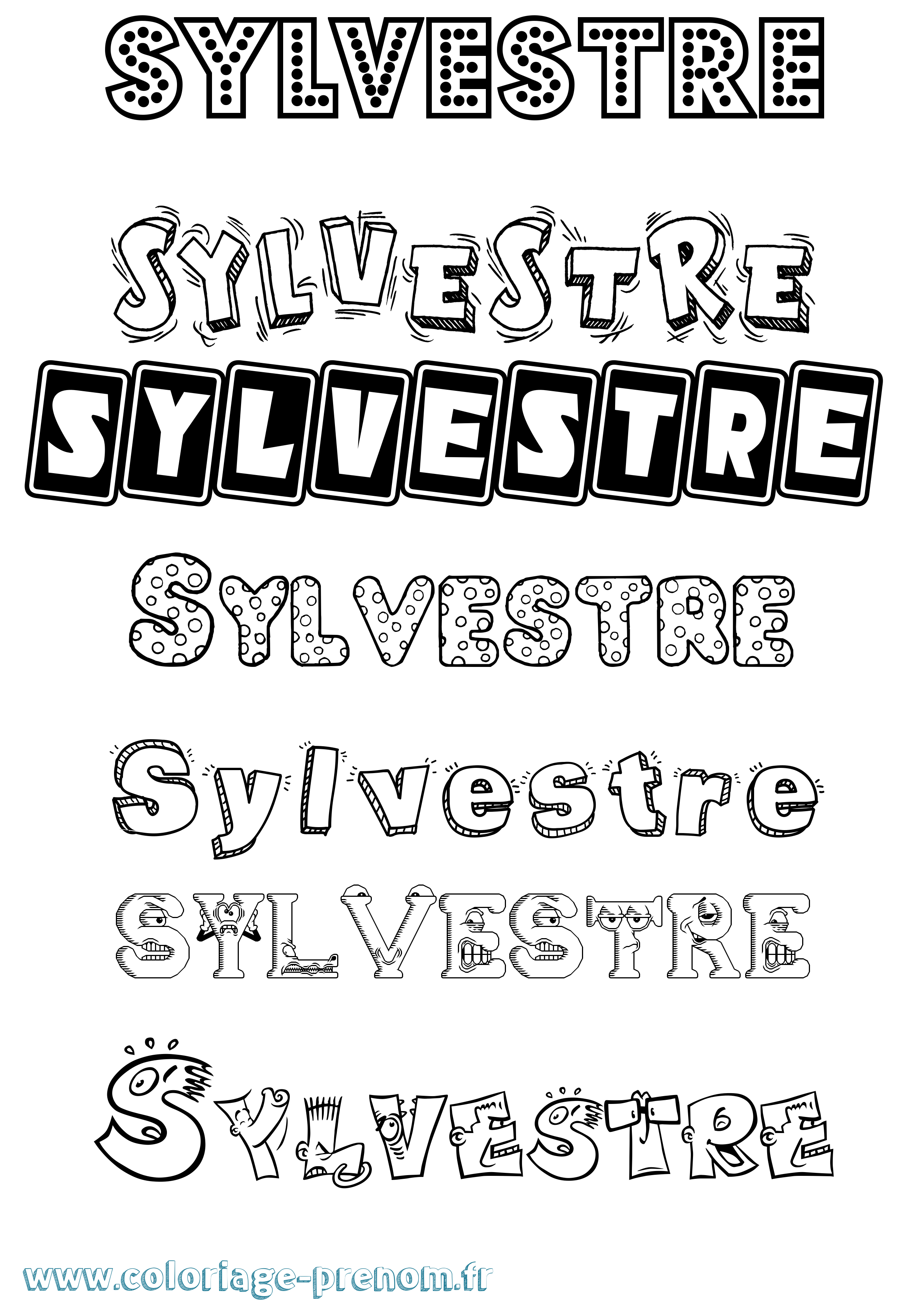Coloriage Sylvestre Fun Coloriage prénom Sylvestre Fun
