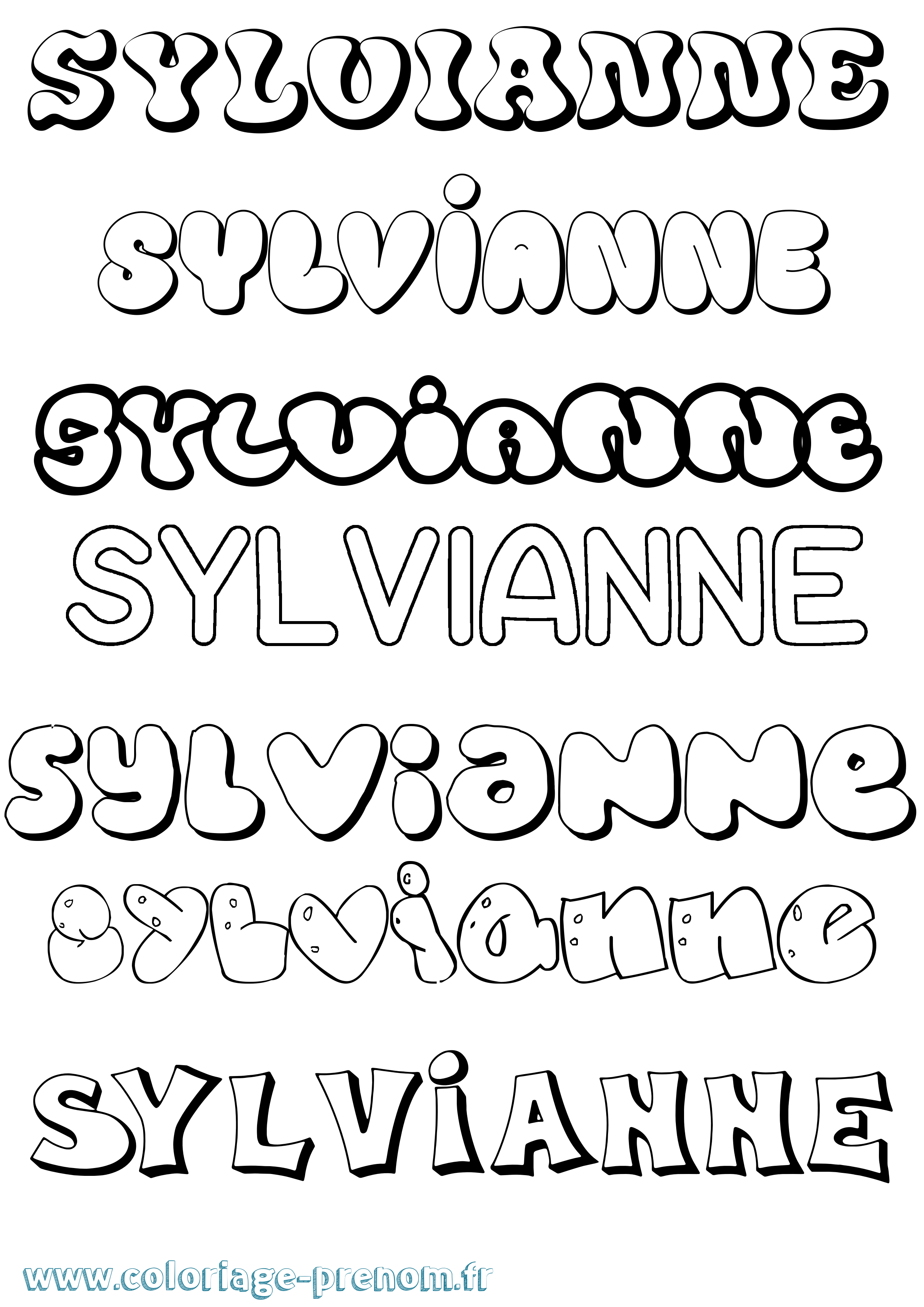 Coloriage Sylvianne Bubble Coloriage prénom Sylvianne Bubble