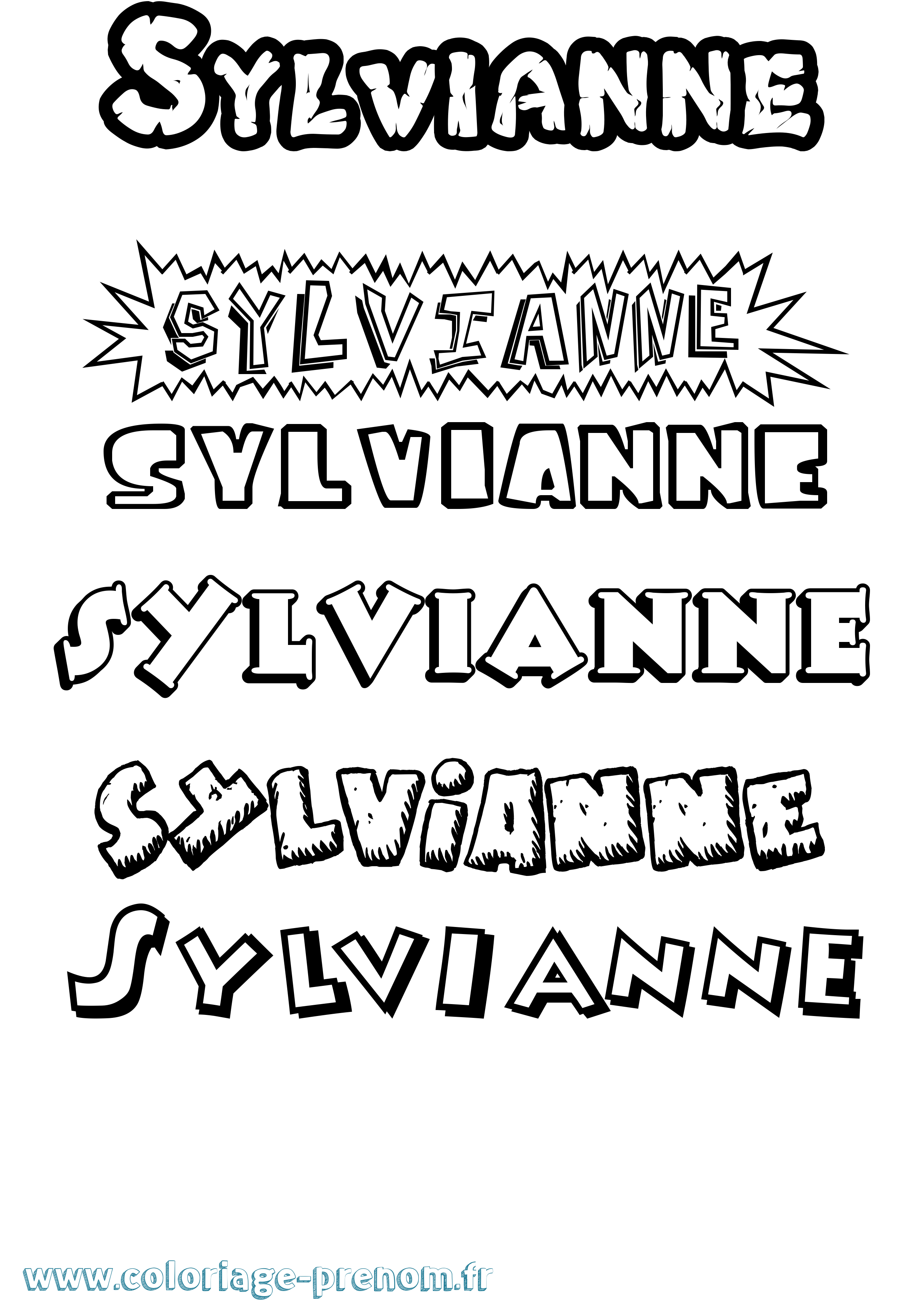 Coloriage Sylvianne Dessin Animé Coloriage prénom Sylvianne Dessin Animé