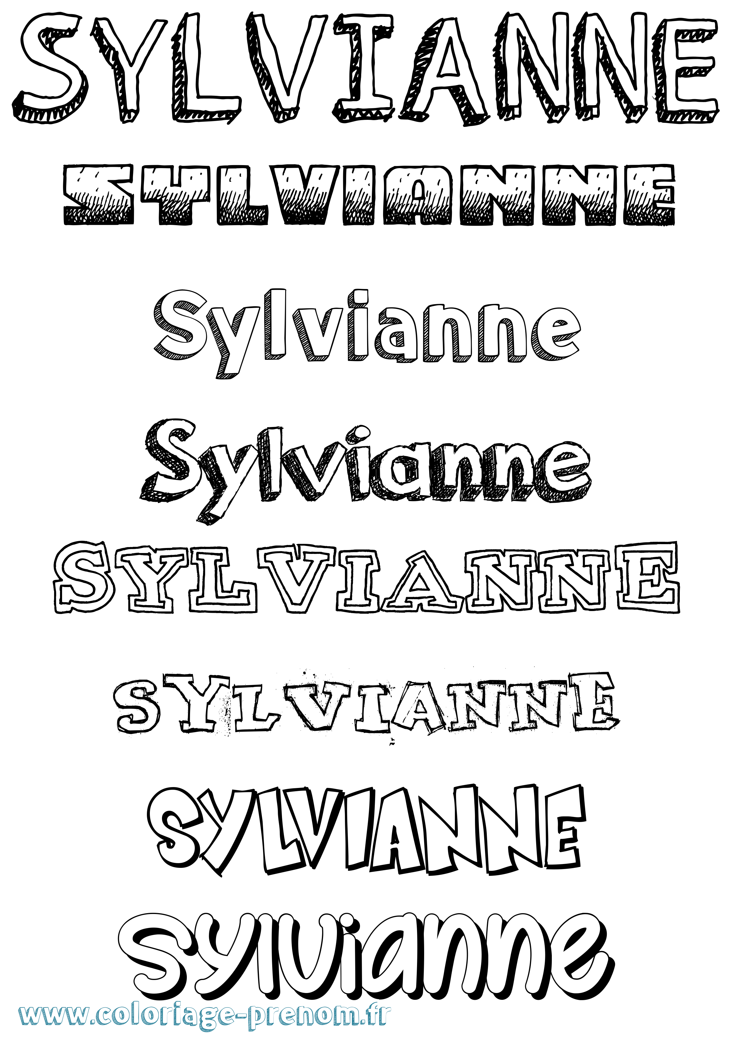 Coloriage Sylvianne Dessiné Coloriage prénom Sylvianne Dessiné