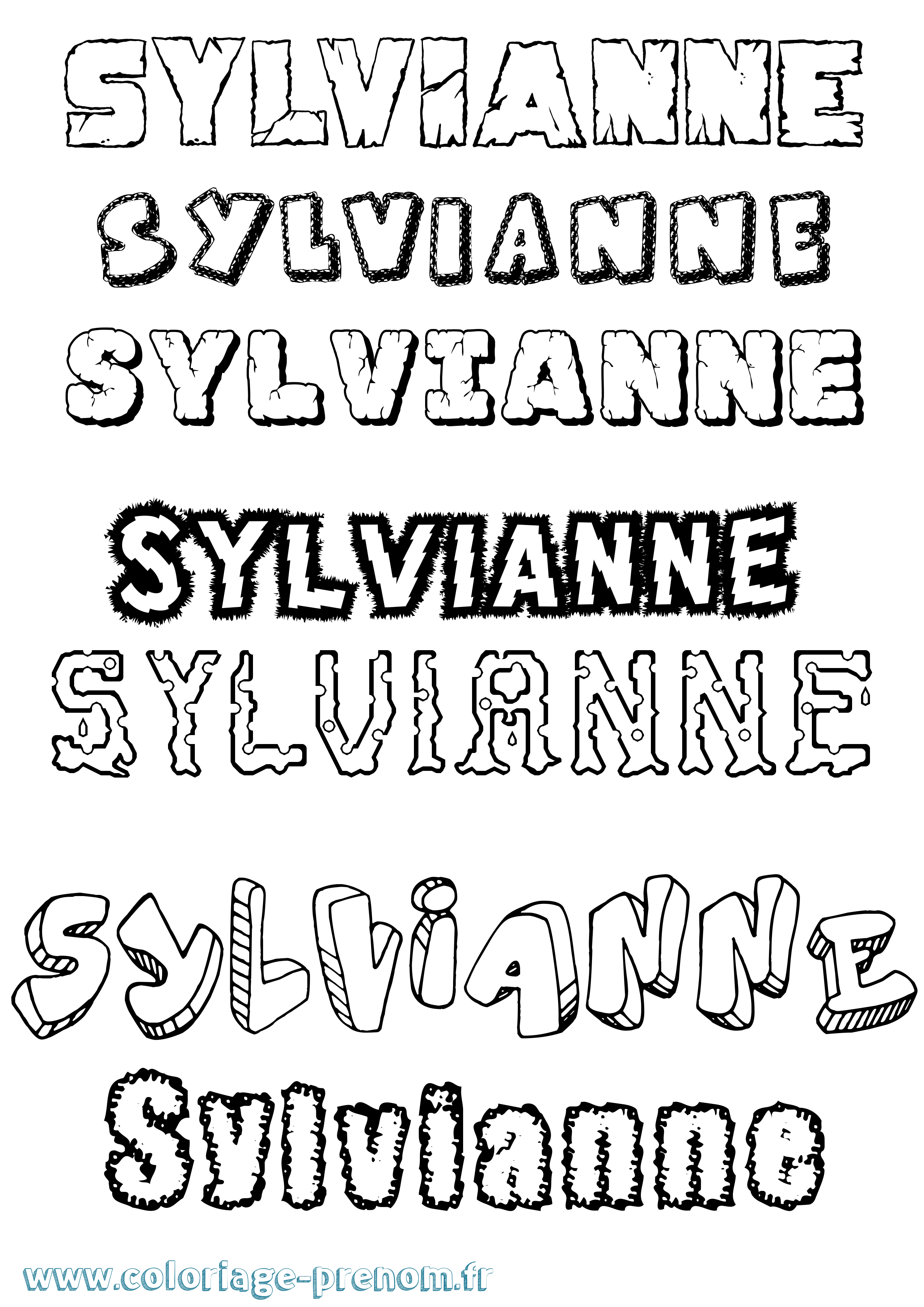 Coloriage Sylvianne Destructuré Coloriage prénom Sylvianne Destructuré