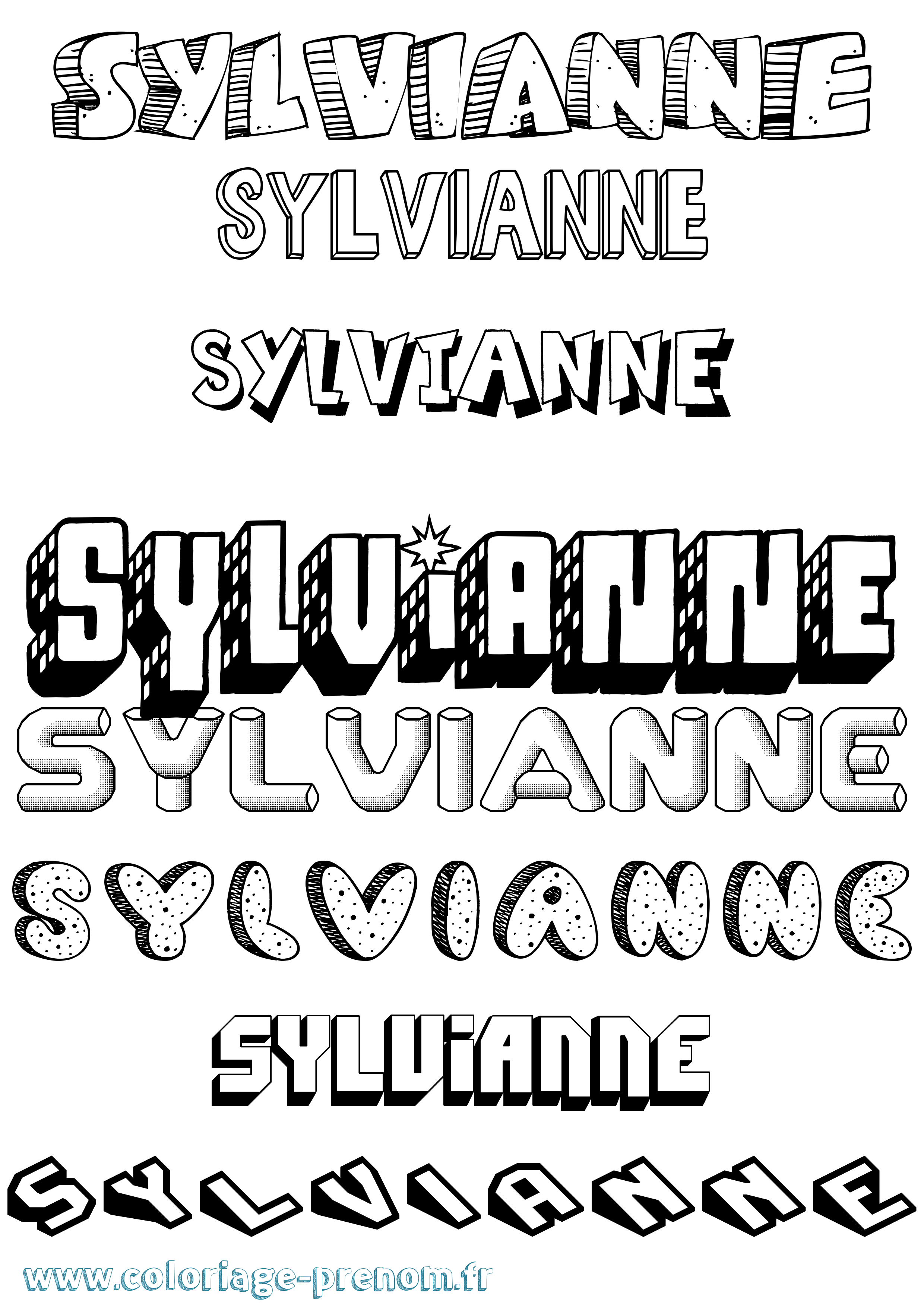 Coloriage Sylvianne Effet 3D Coloriage prénom Sylvianne Effet 3D