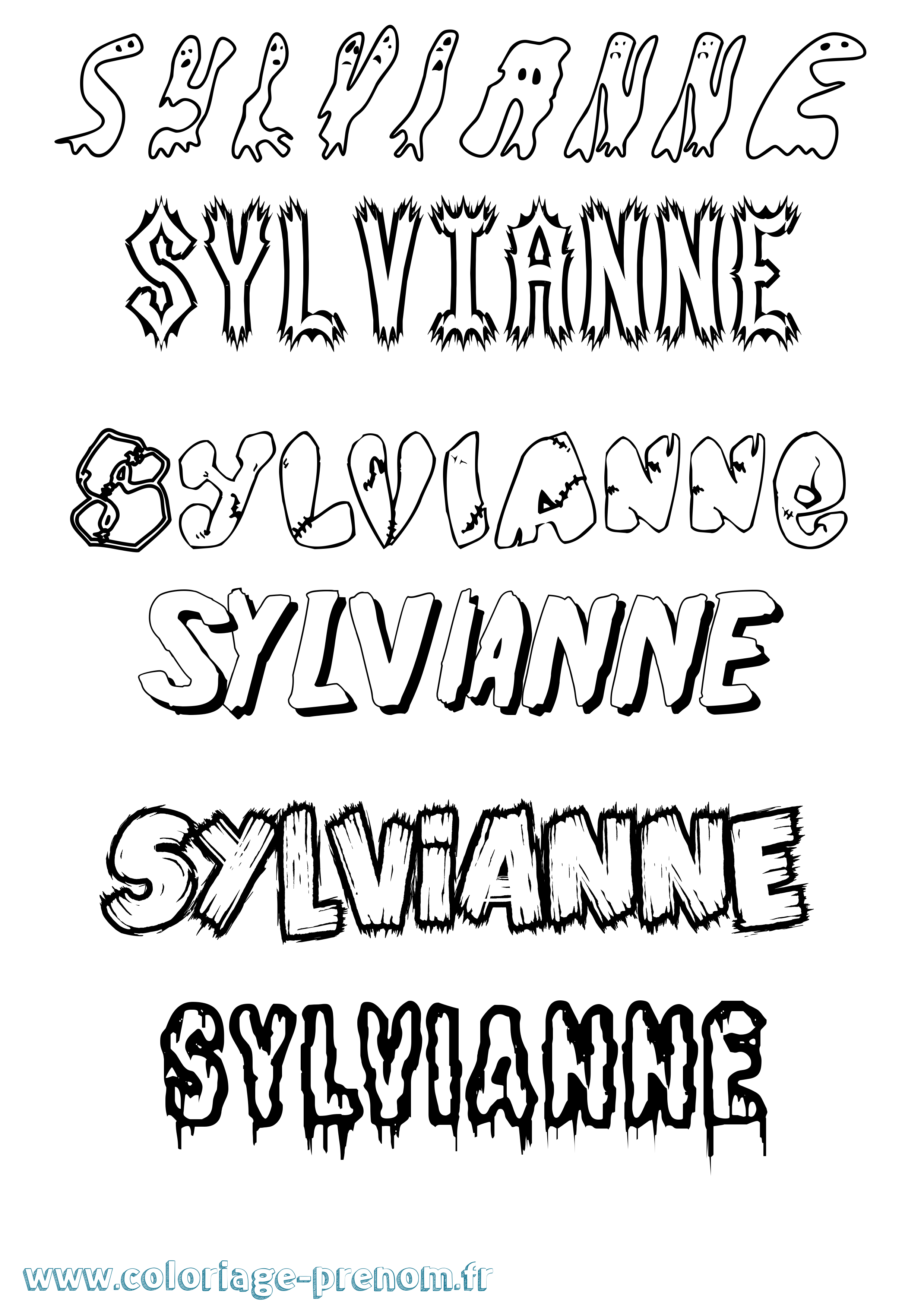 Coloriage Sylvianne Frisson Coloriage prénom Sylvianne Frisson