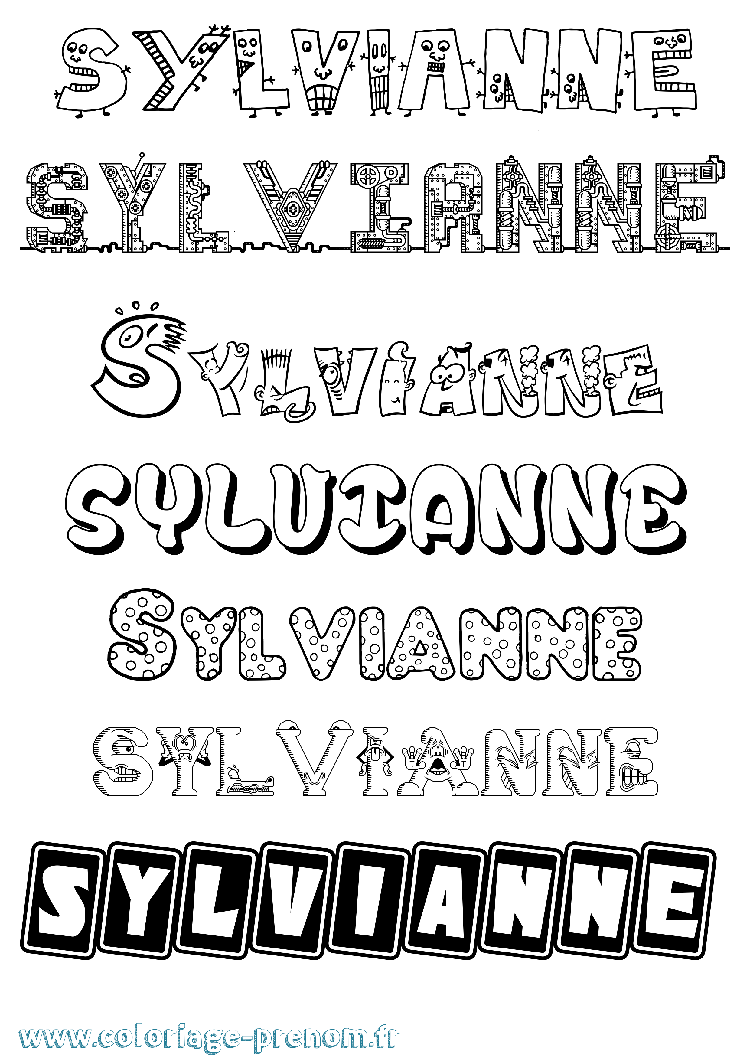 Coloriage Sylvianne Fun Coloriage prénom Sylvianne Fun