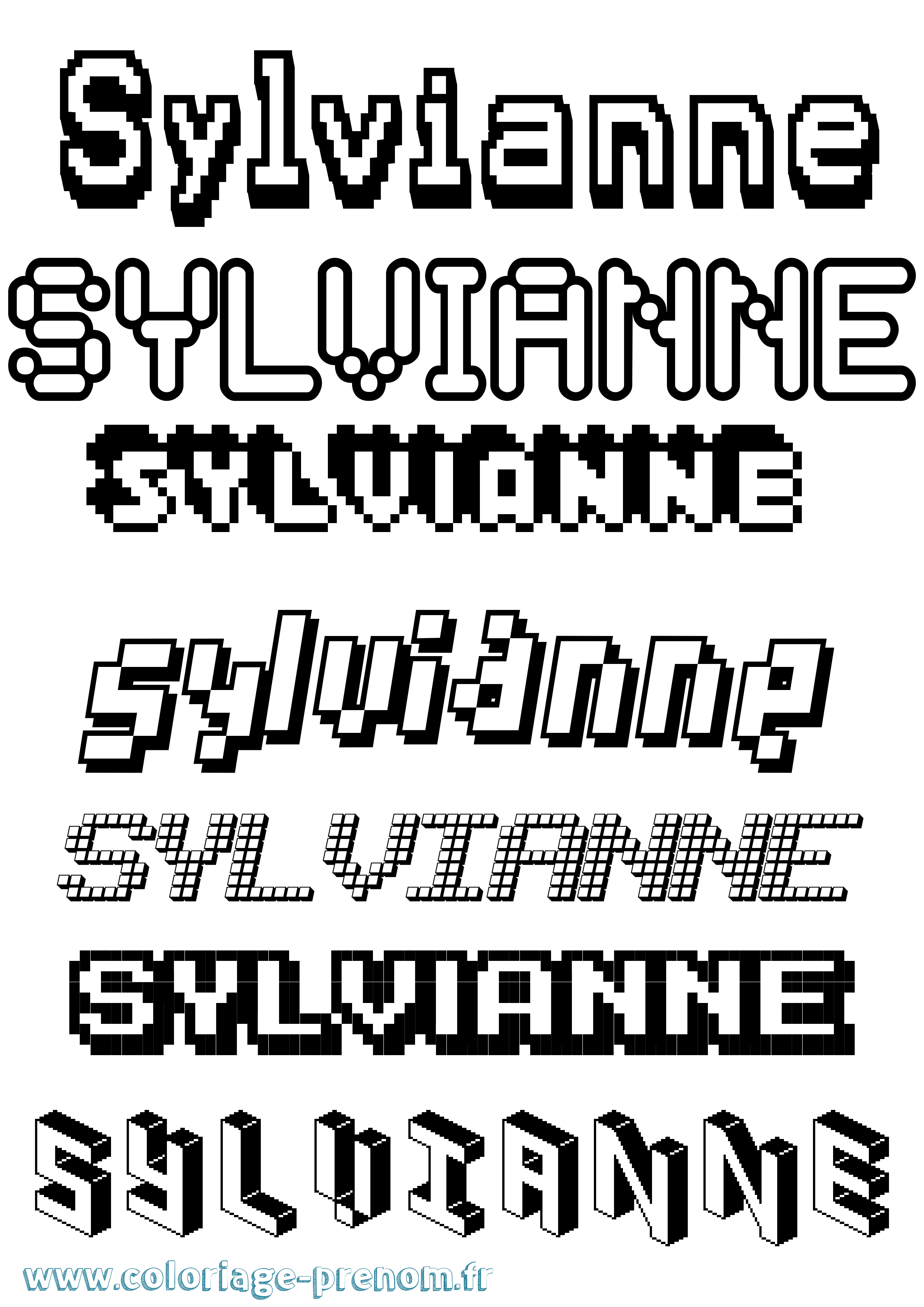 Coloriage Sylvianne Pixel Coloriage prénom Sylvianne Pixel