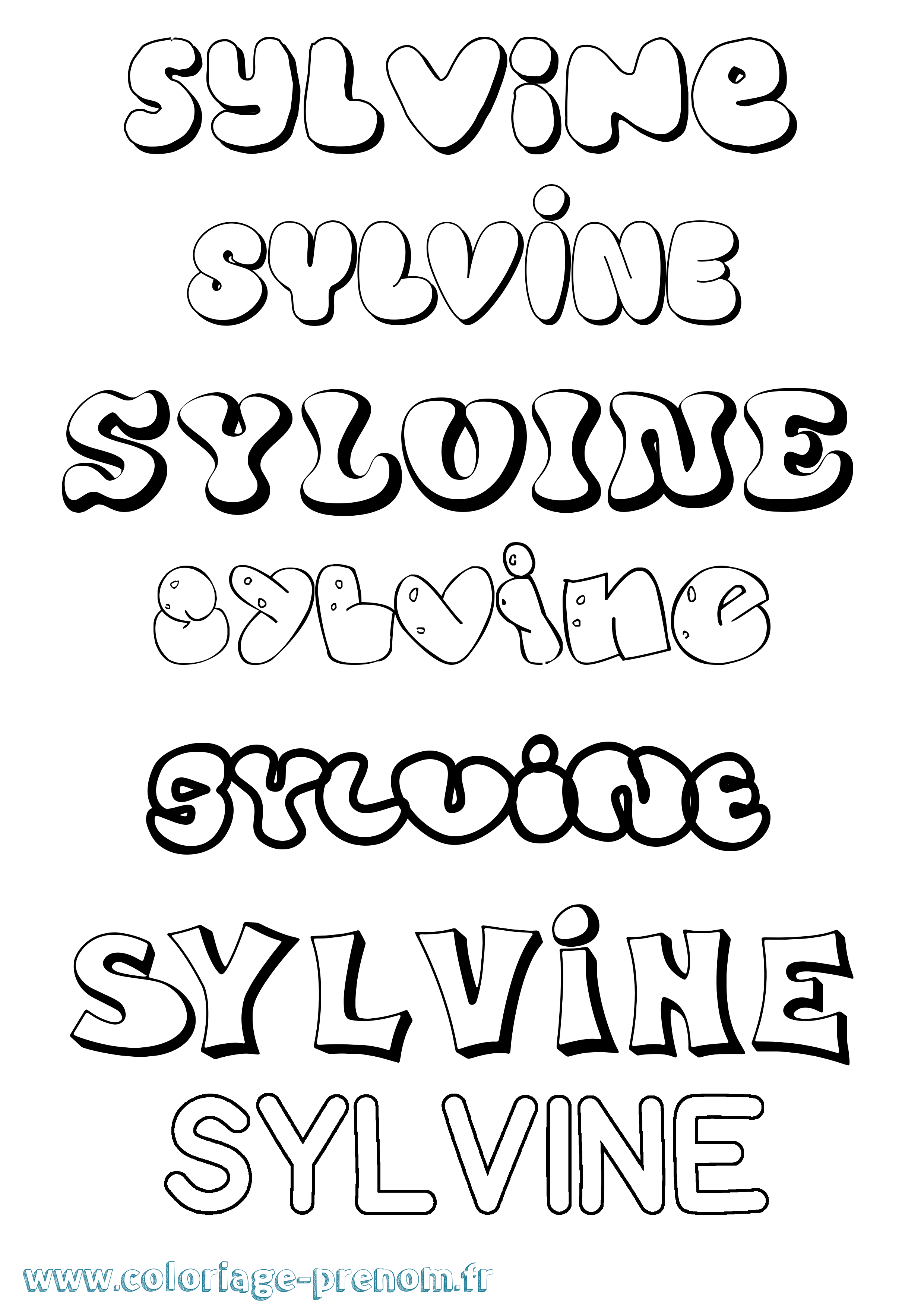 Coloriage Sylvine Bubble Coloriage prénom Sylvine Bubble