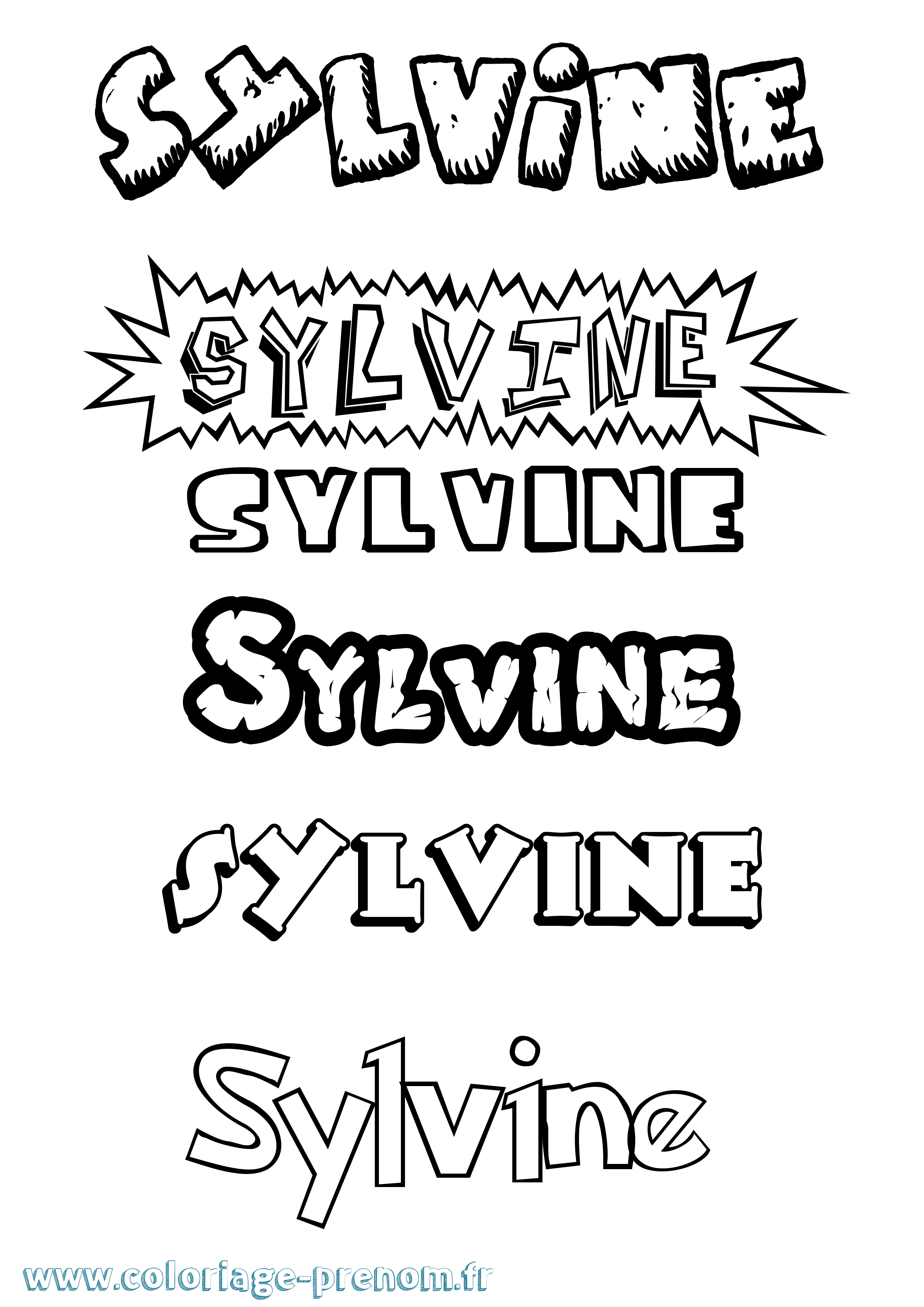 Coloriage Sylvine Dessin Animé Coloriage prénom Sylvine Dessin Animé