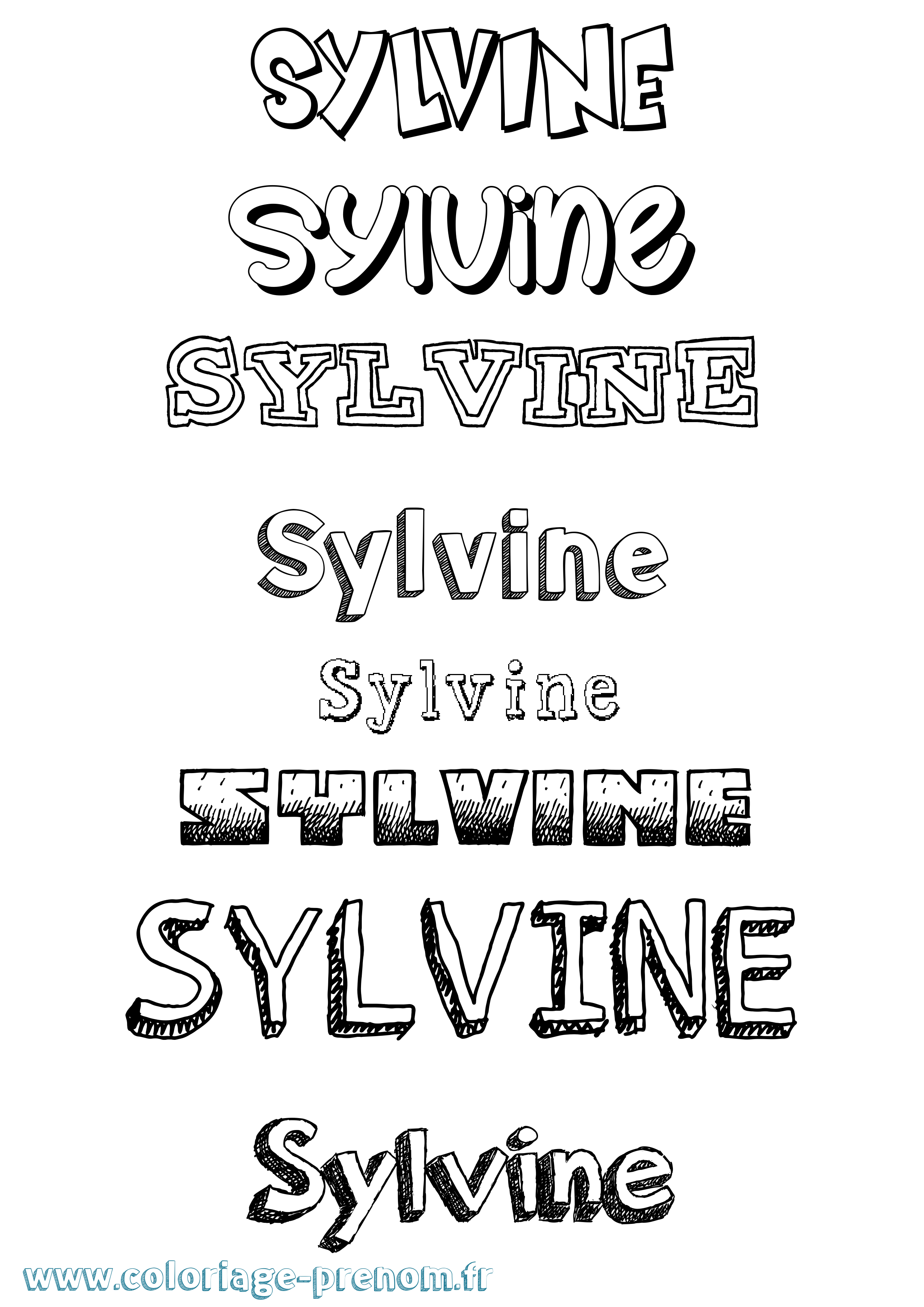 Coloriage Sylvine Dessiné Coloriage prénom Sylvine Dessiné