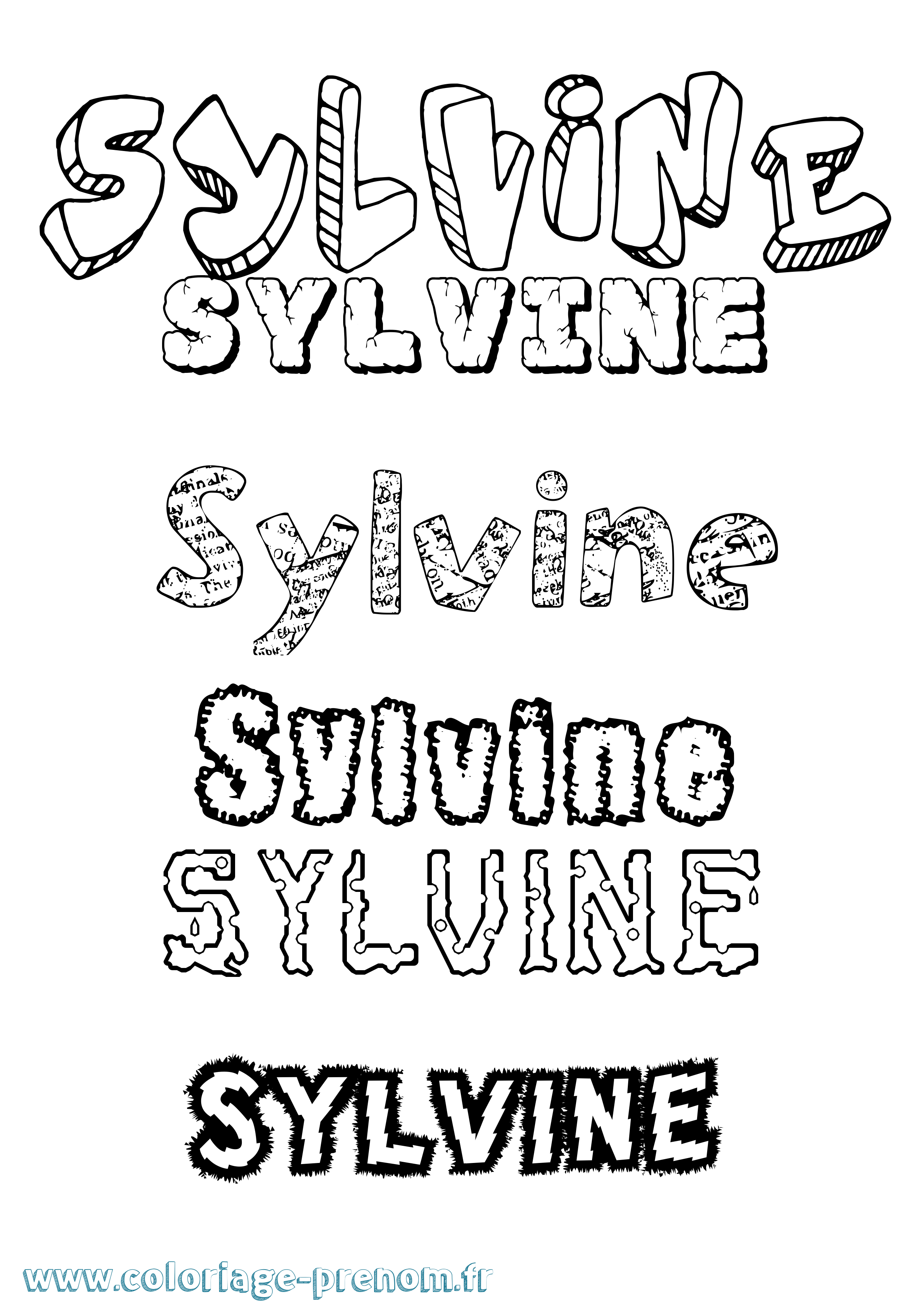 Coloriage Sylvine Destructuré Coloriage prénom Sylvine Destructuré