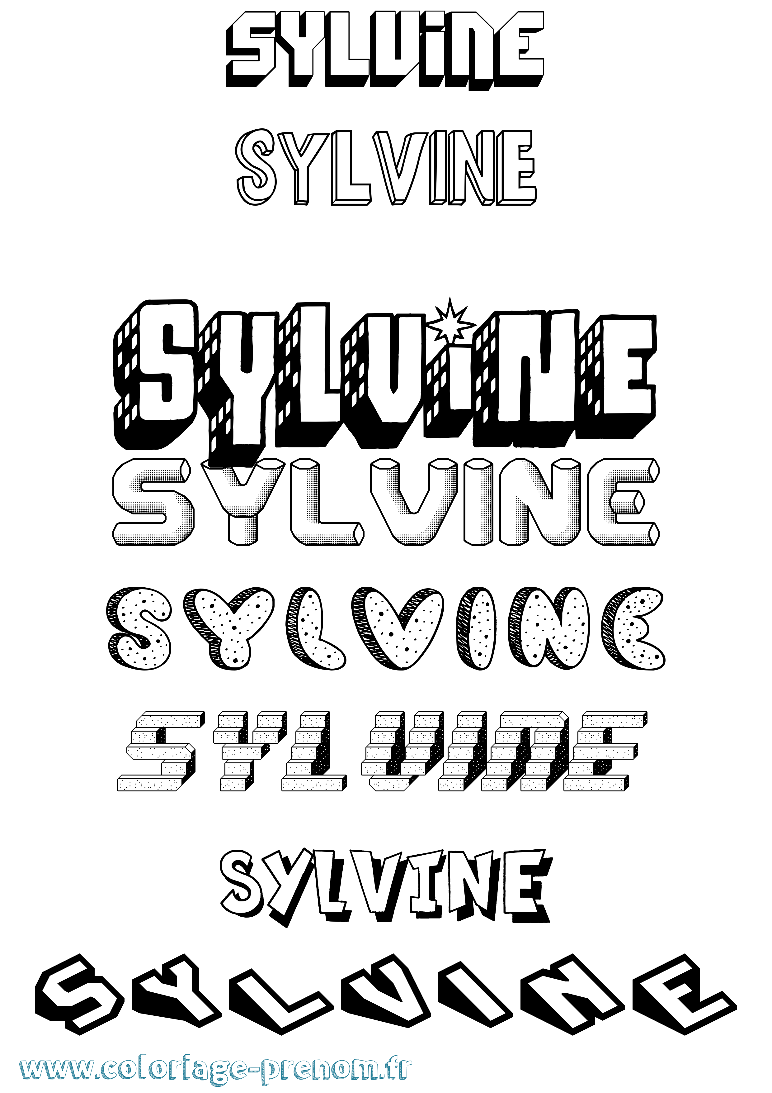 Coloriage Sylvine Effet 3D Coloriage prénom Sylvine Effet 3D