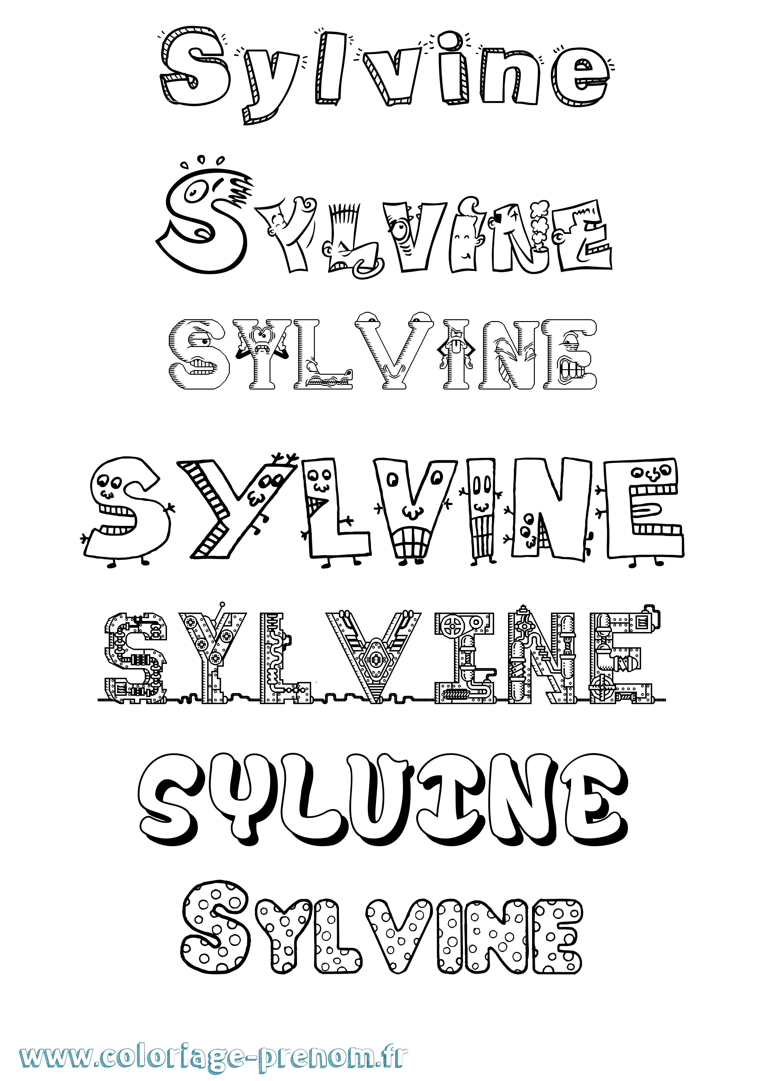 Coloriage Sylvine Fun Coloriage prénom Sylvine Fun