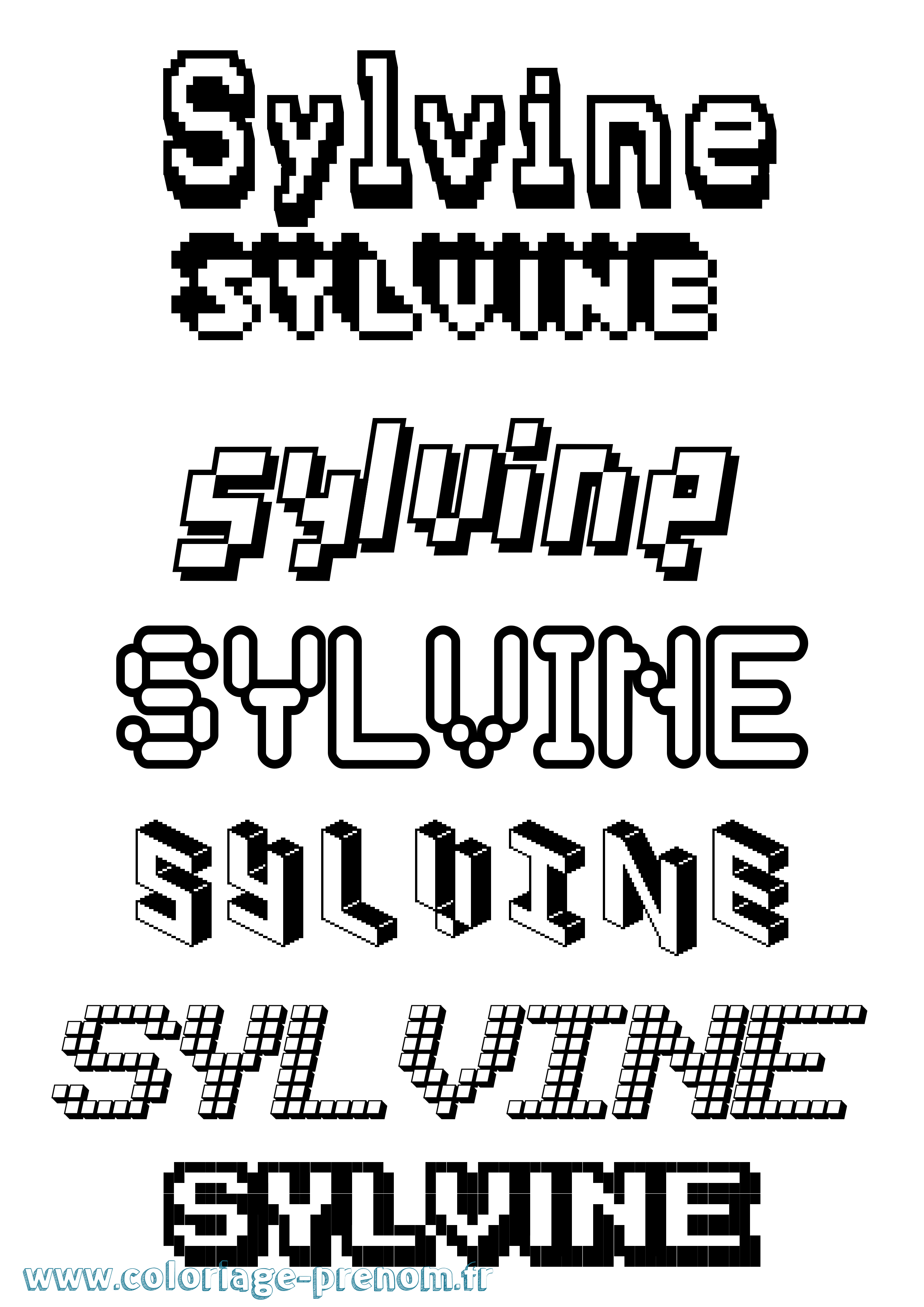 Coloriage Sylvine Pixel Coloriage prénom Sylvine Pixel