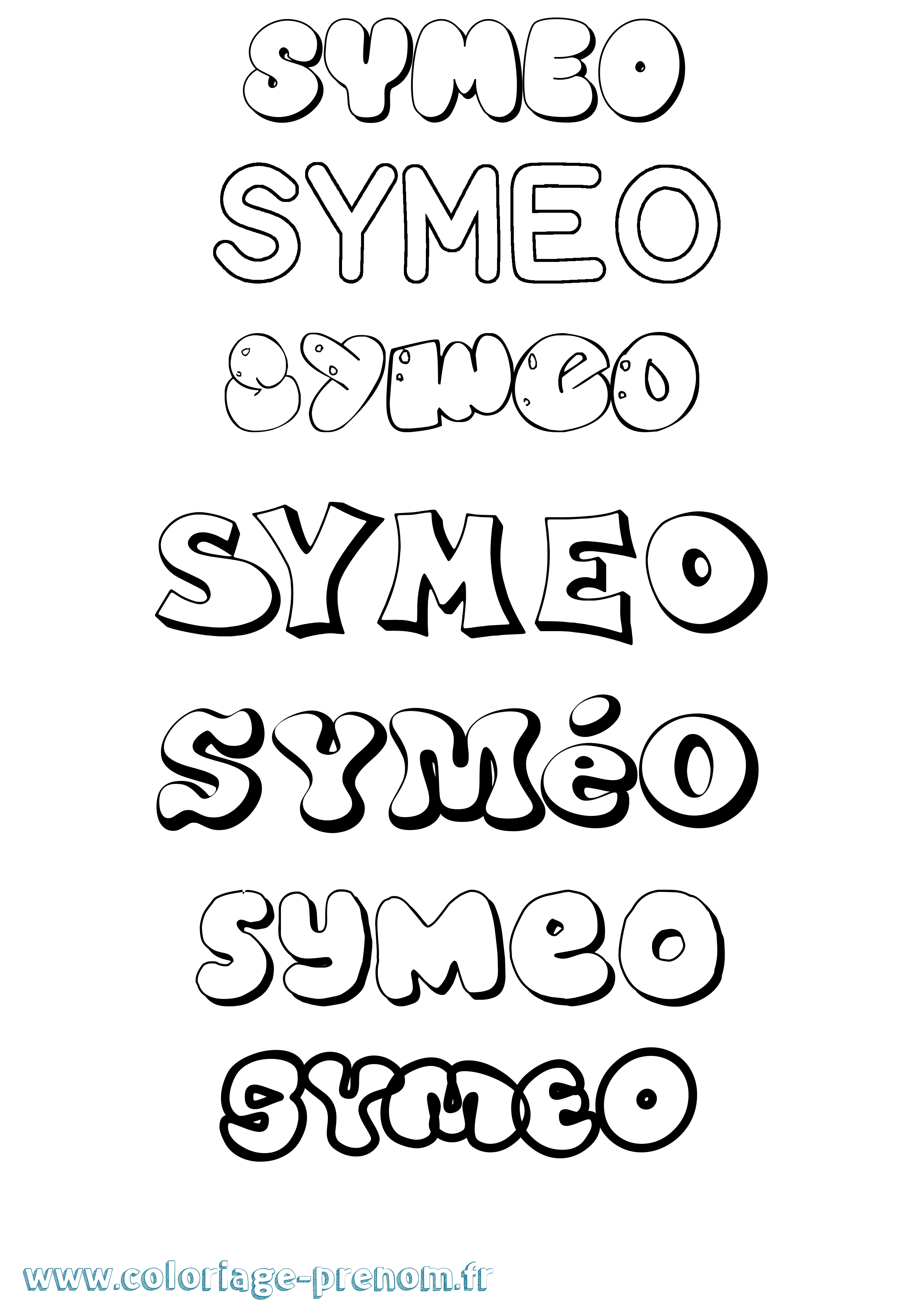Coloriage Syméo Bubble Coloriage prénom Syméo Bubble