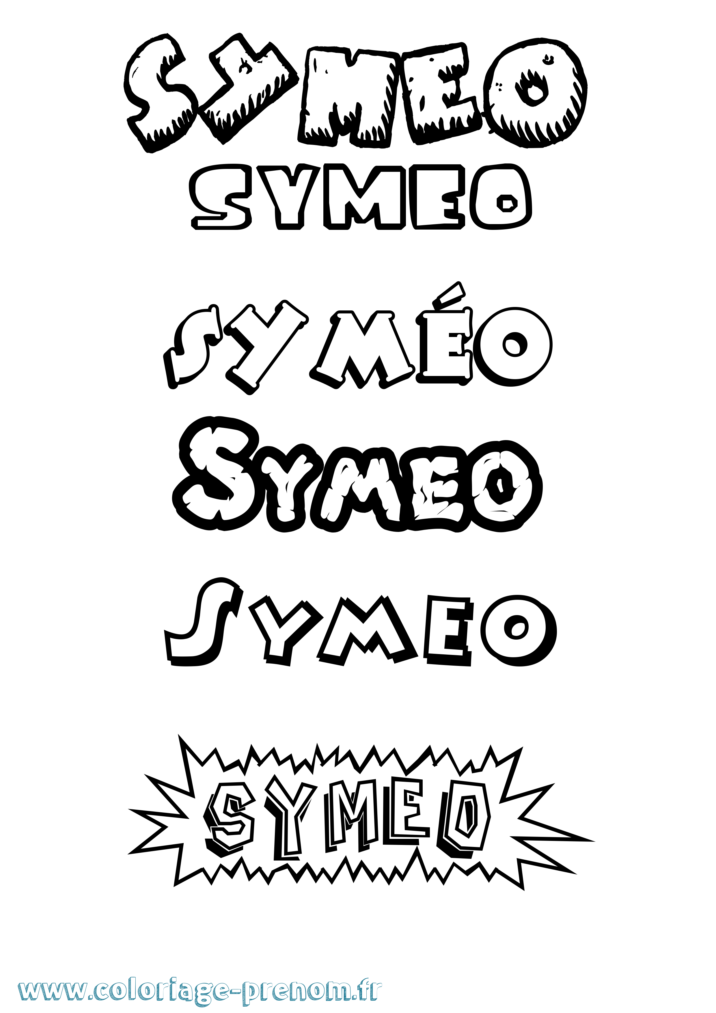 Coloriage Syméo Dessin Animé Coloriage prénom Syméo Dessin Animé